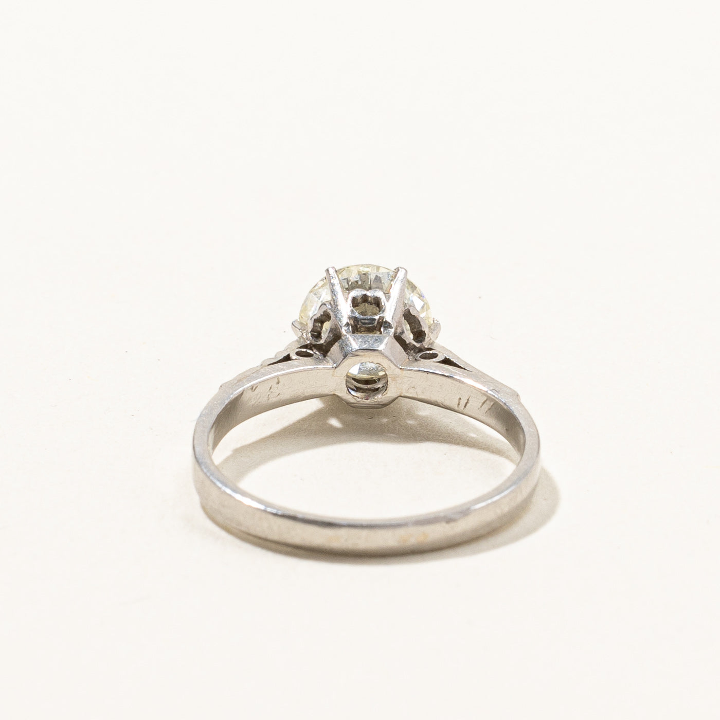 Bague de fiançailles ancienne en platine avec diamant taille européenne | 0,83 ct VS2 L/M | Taille 3 |
