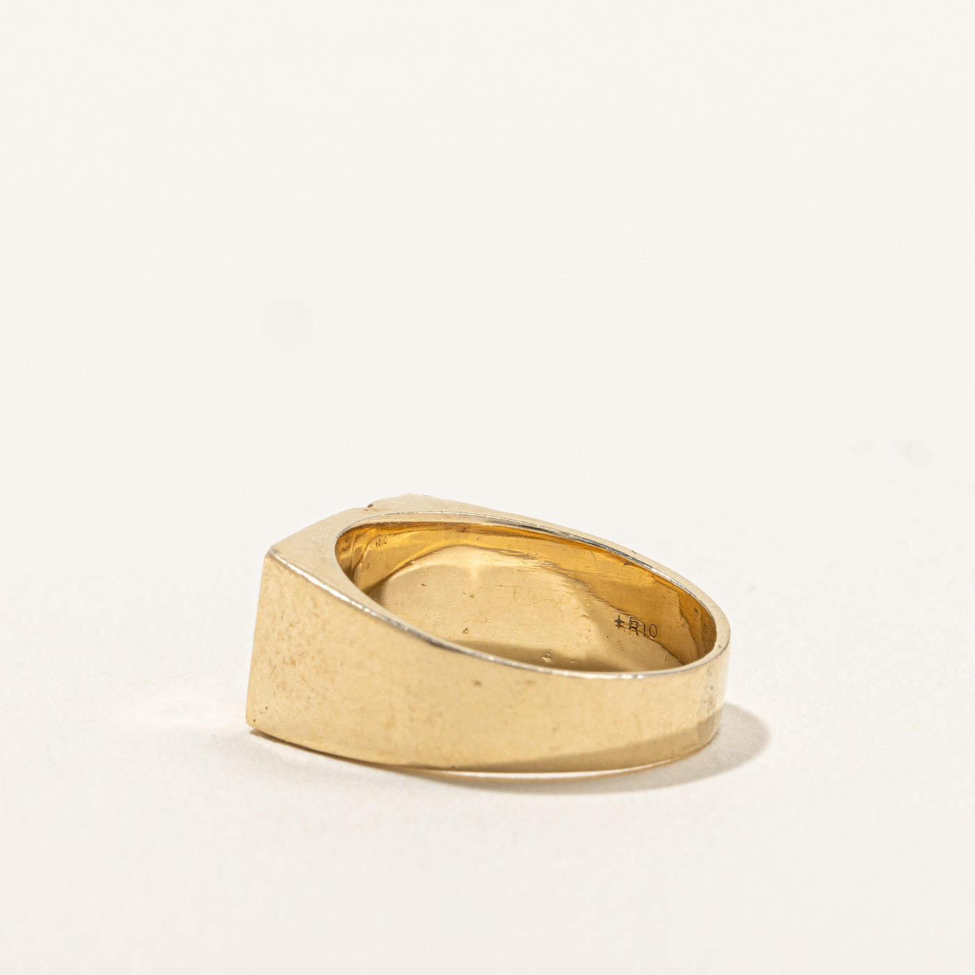 Diamond Textured Signet Ring |0.02ct | SZ 9.25 |