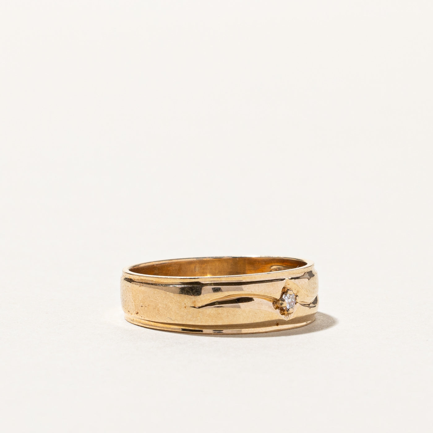 Solitaire Diamond Gold Band | 0.03ct | SZ 6.5 |