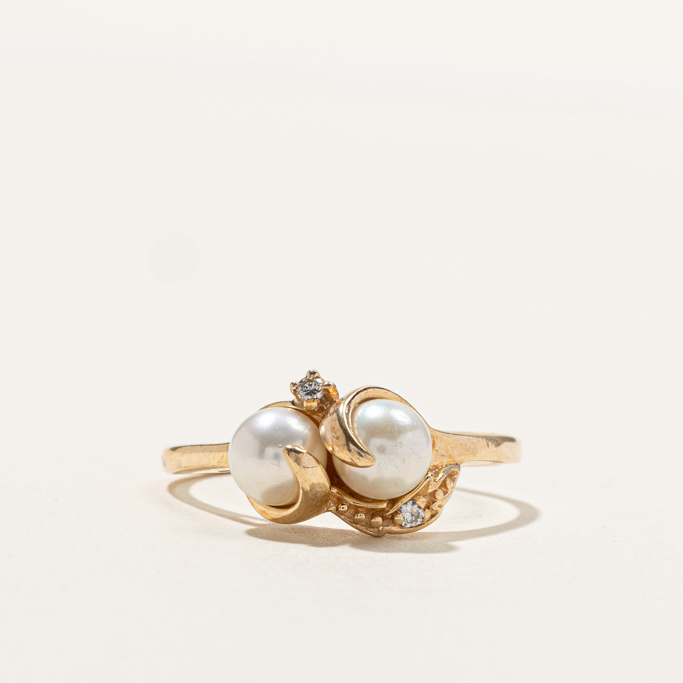 Bypass Pearl & Diamond Ring | 0.04ctw | SZ 8.75 |