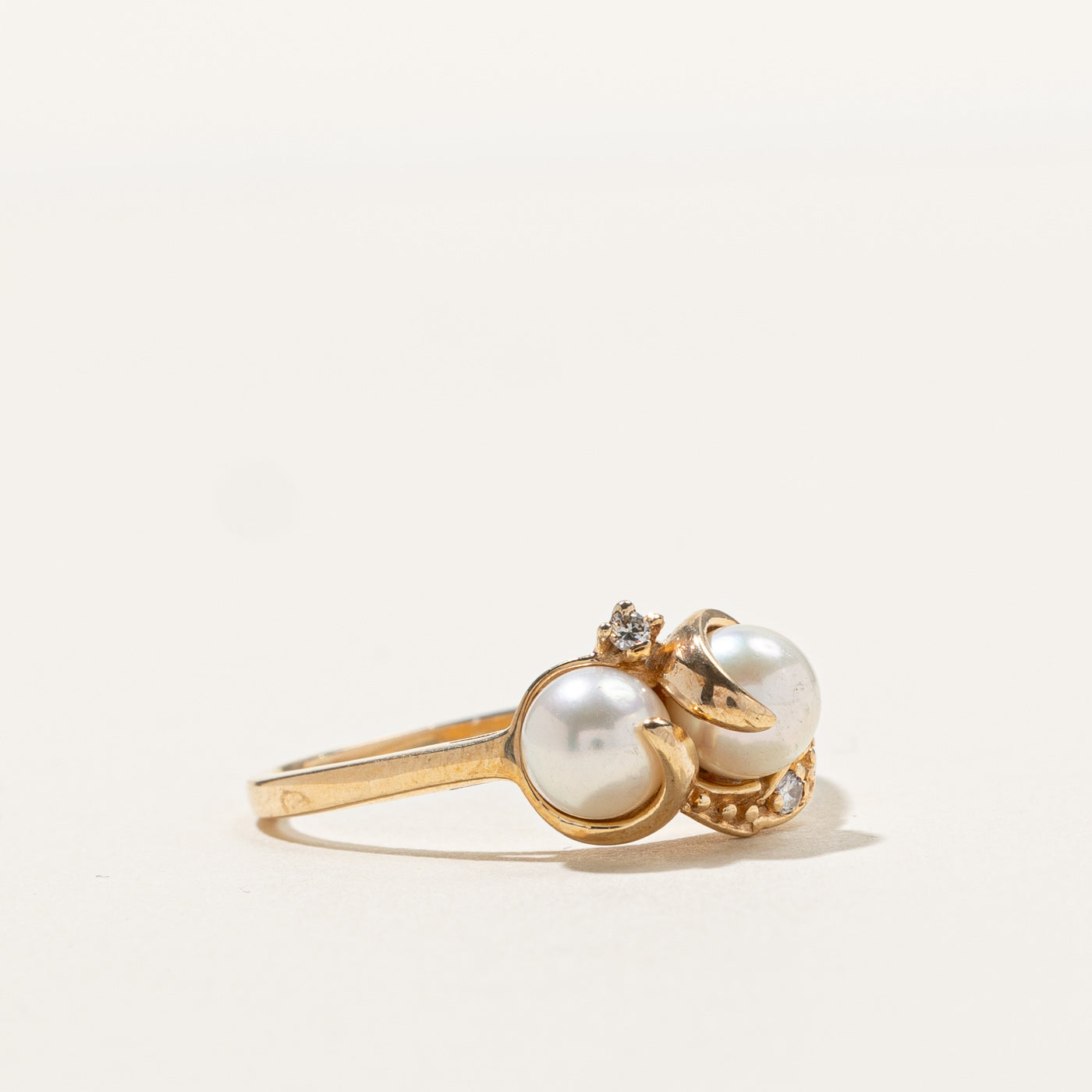 Bypass Pearl & Diamond Ring | 0.04ctw | SZ 8.75 |