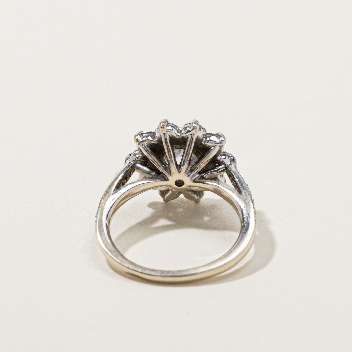 GIA Certified Cluster Diamond Engagement Ring | 1.41 SI1 E | 0.72ctw | SZ 5 |