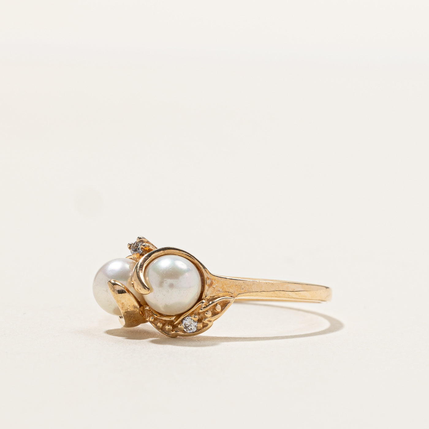 Bypass Pearl & Diamond Ring | 0.04ctw | SZ 8.75 |