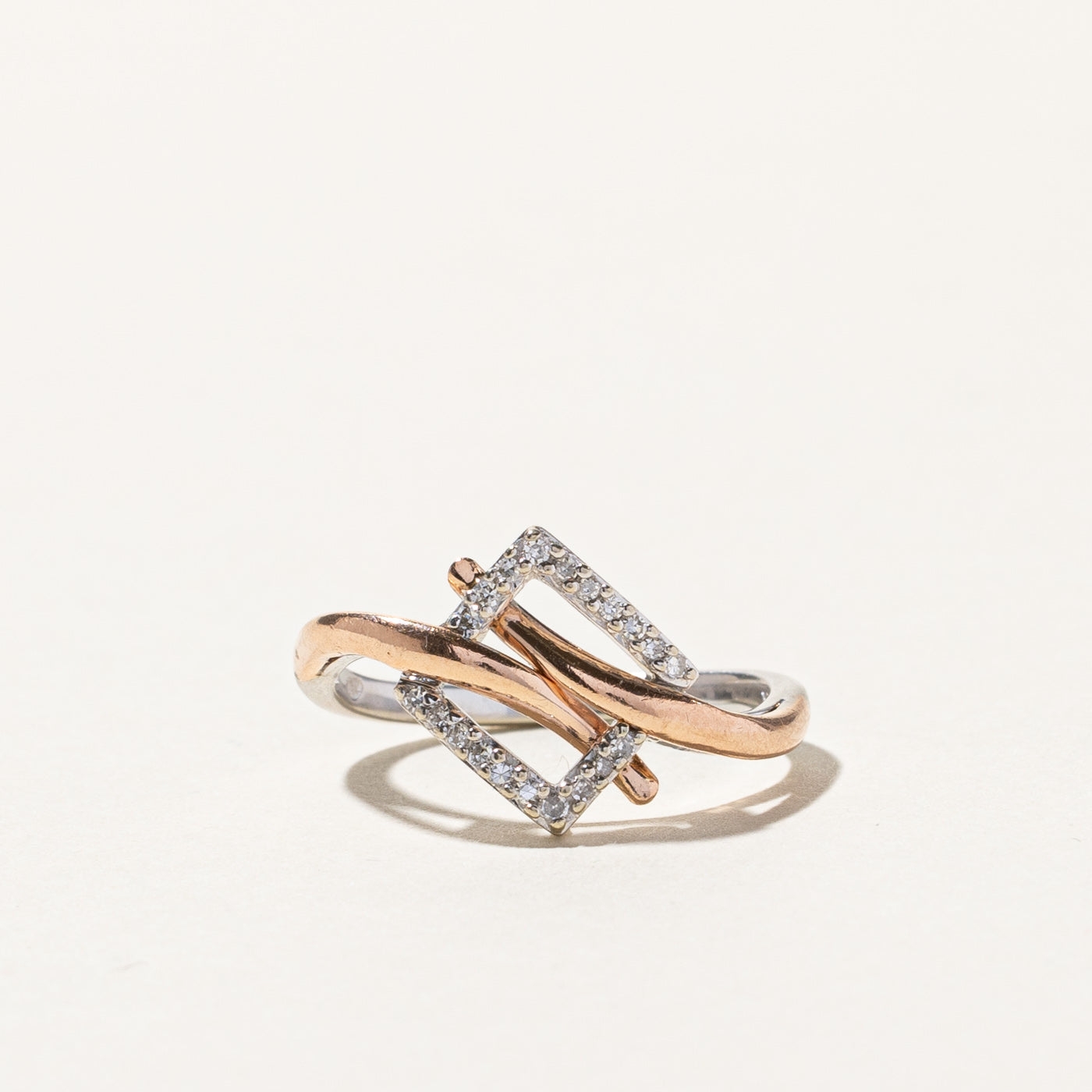 Pave Set Diamond Bypass Ring | 0.18ctw | SZ 7 |