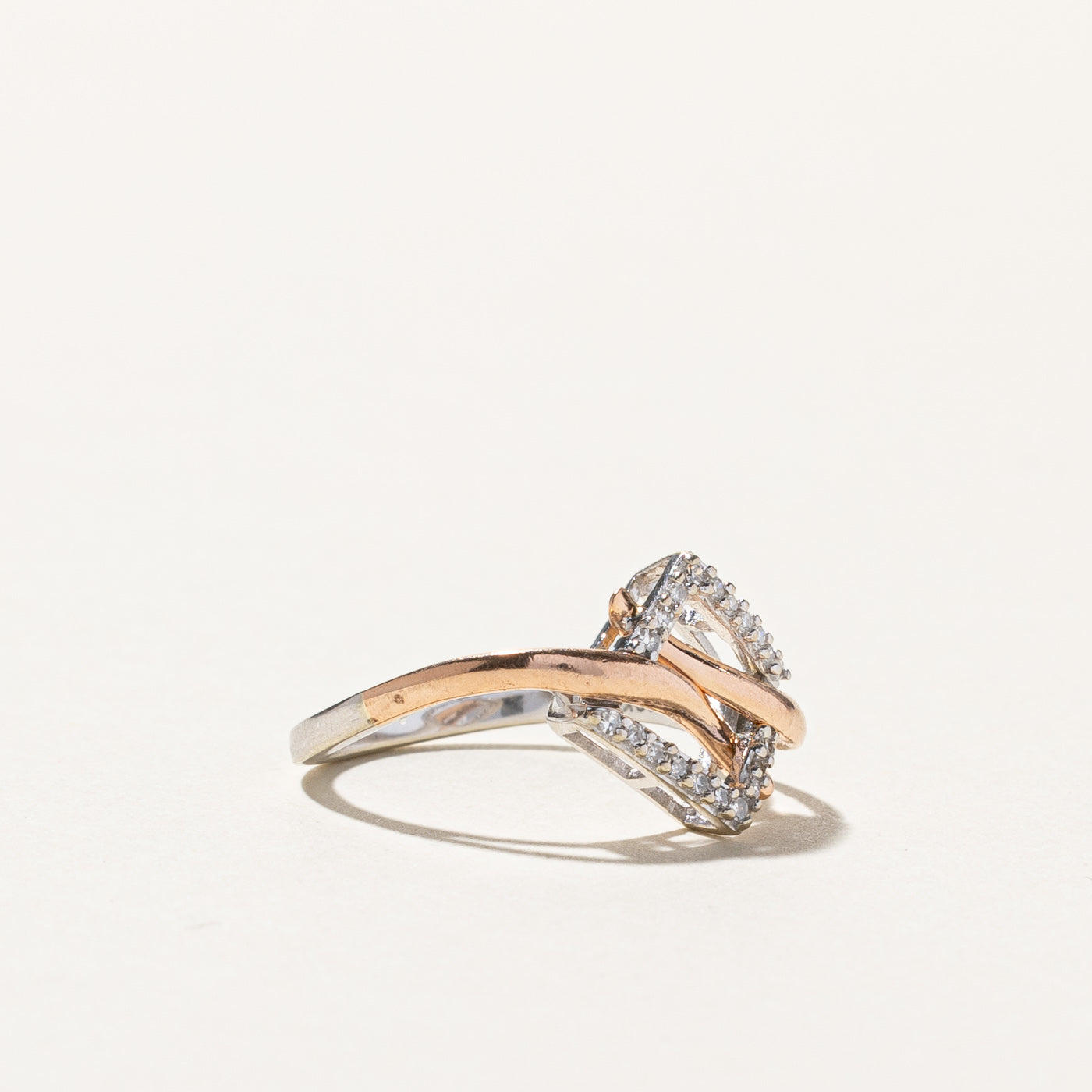 Pave Set Diamond Bypass Ring | 0.18ctw | SZ 7 |