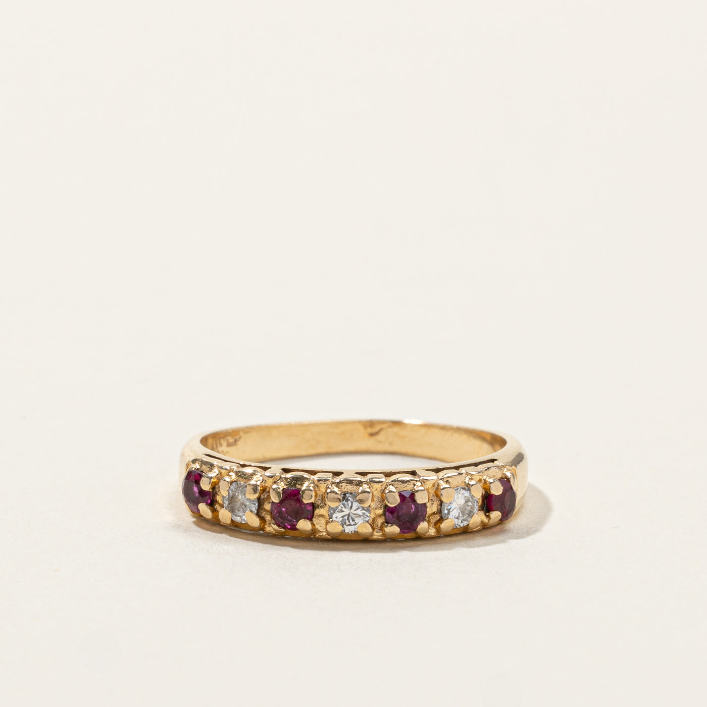 Synthetic Ruby & Natural Diamond Gold Band | 0.20ctw | 0.12ctw | SZ 6 |