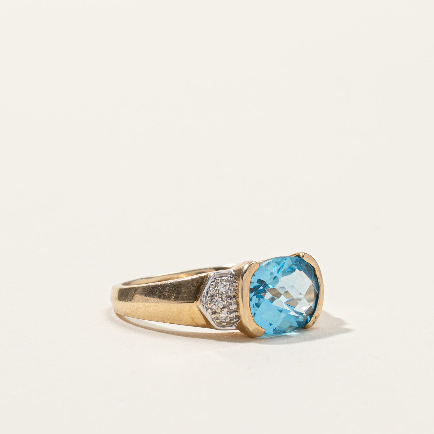 Semi Bezel Topaz & Diamond Ring | 3.15ct | 0.06ctw | SZ 7 |
