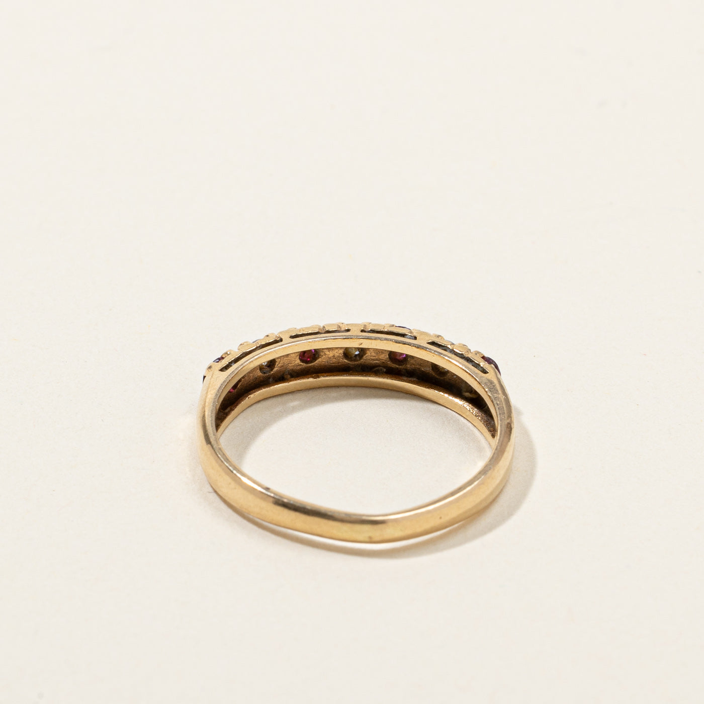 Synthetic Ruby & Natural Diamond Gold Band | 0.20ctw | 0.12ctw | SZ 6 |