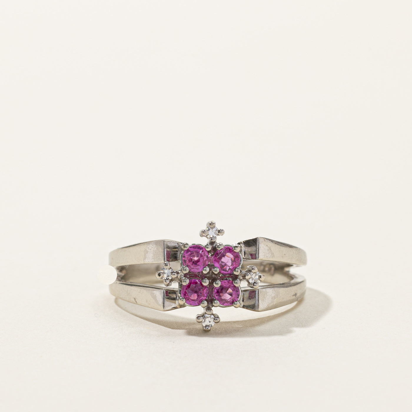 Cluster Set Pink Sapphire & Diamond Ring | 0.40ctw | 0.06ctw | SZ 9 |