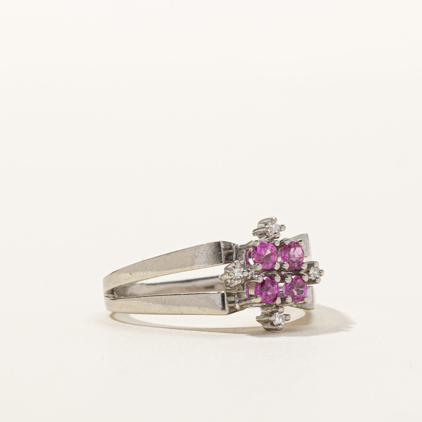 Cluster Set Pink Sapphire & Diamond Ring | 0.40ctw | 0.06ctw | SZ 9 |