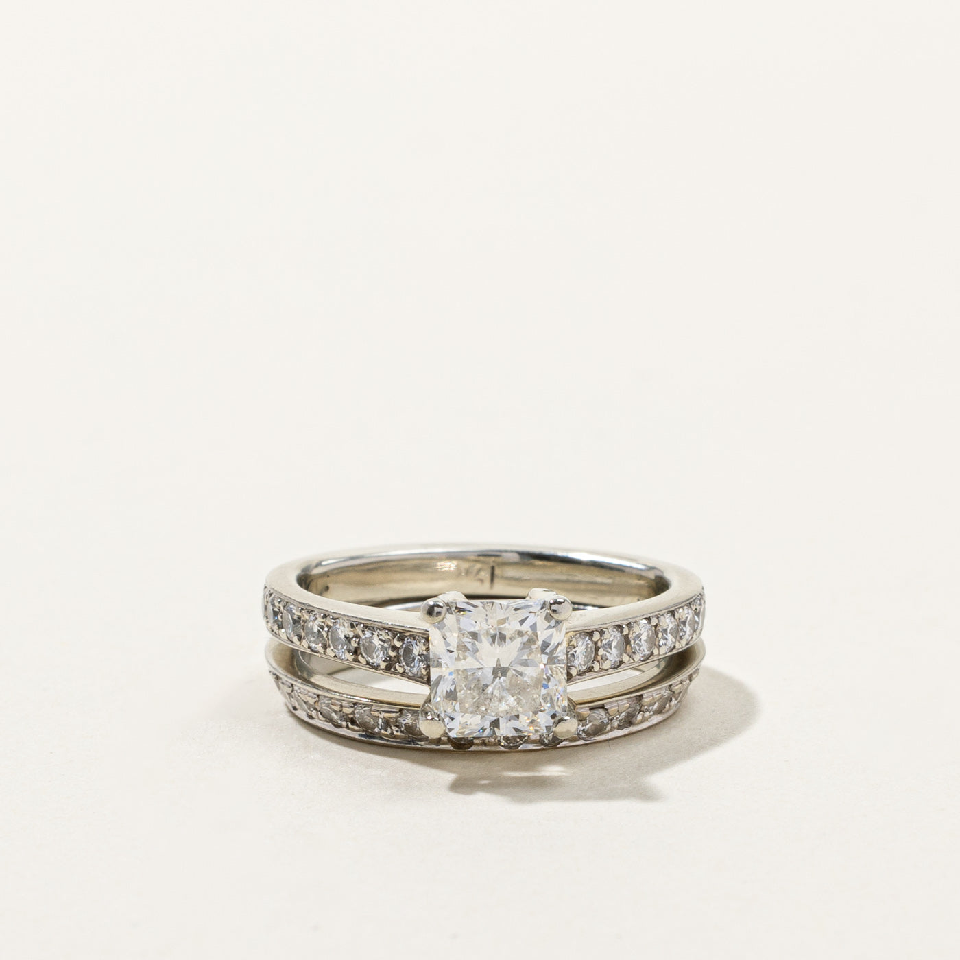 GIA Certified Princess Diamond Engagement Ring Set | 1.02ct SI1 F | 0.77ctw | SZ 4.25 |
