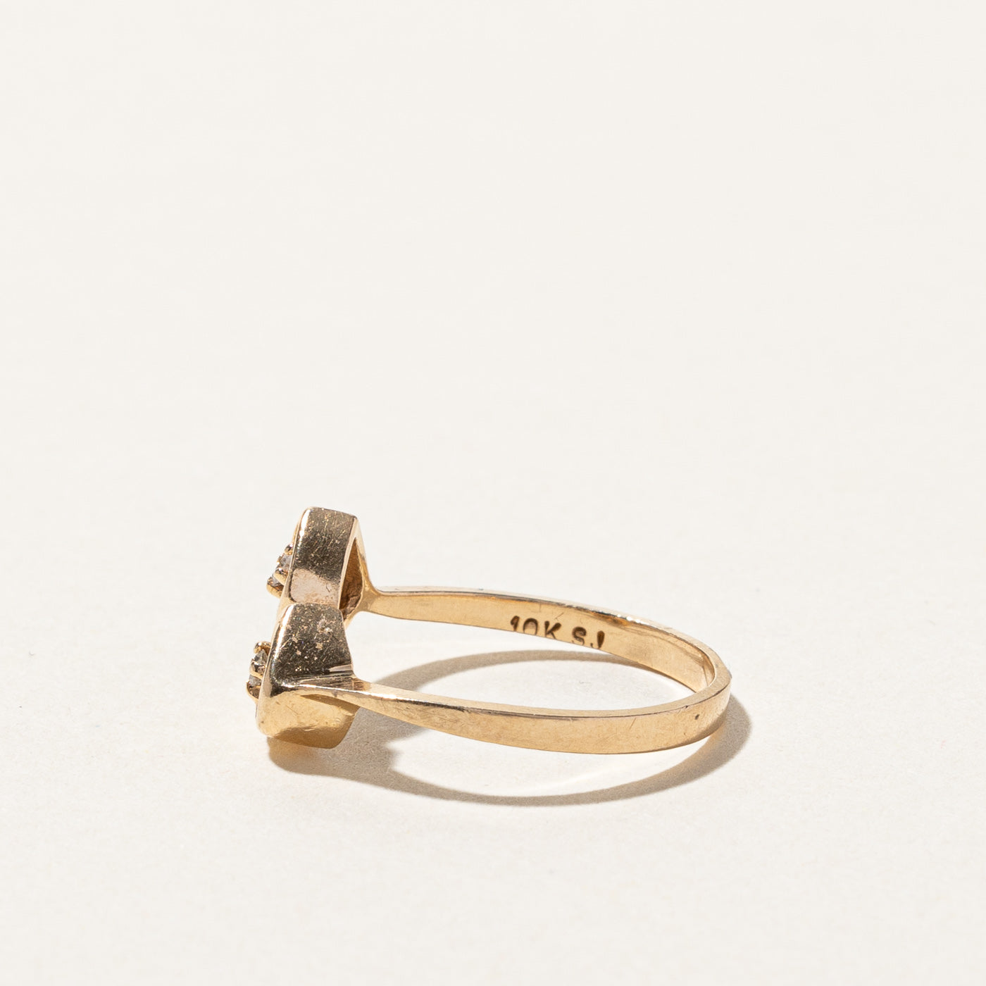 Bypass Double Heart Diamond Ring | 0.03ctw | SZ 6 |
