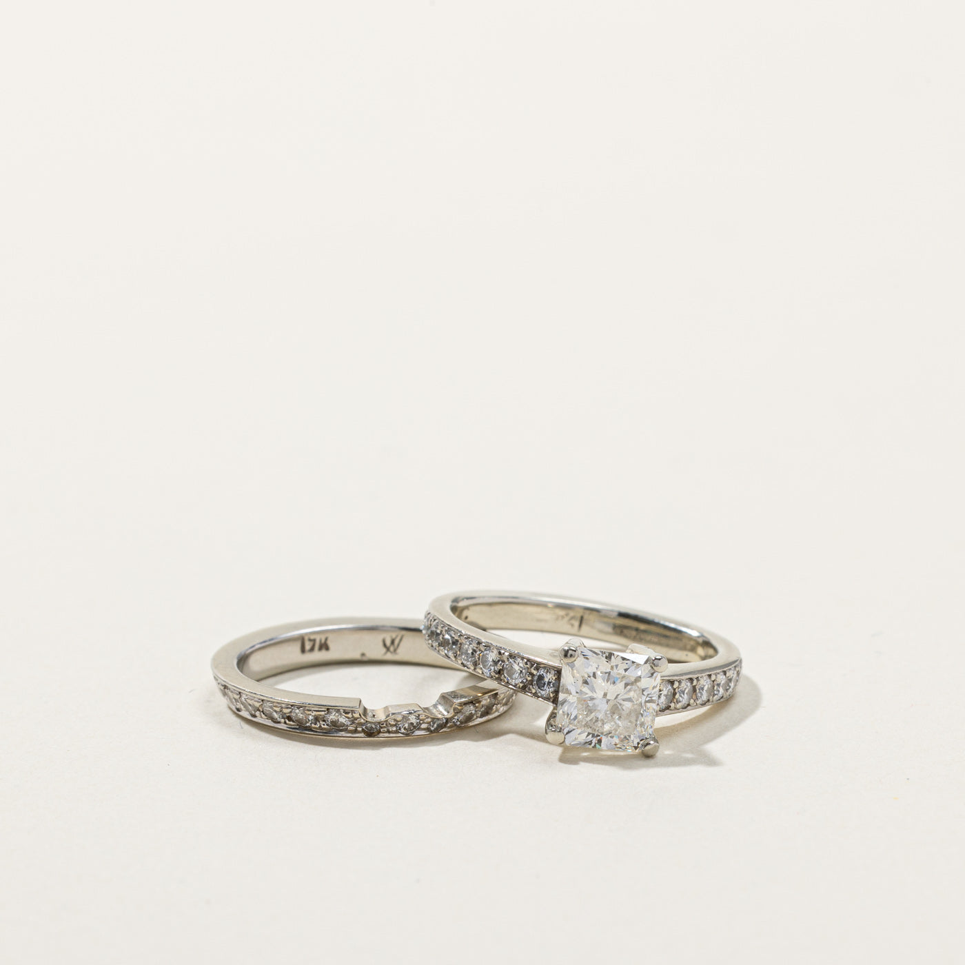 GIA Certified Princess Diamond Engagement Ring Set | 1.02ct SI1 F | 0.77ctw | SZ 4.25 |