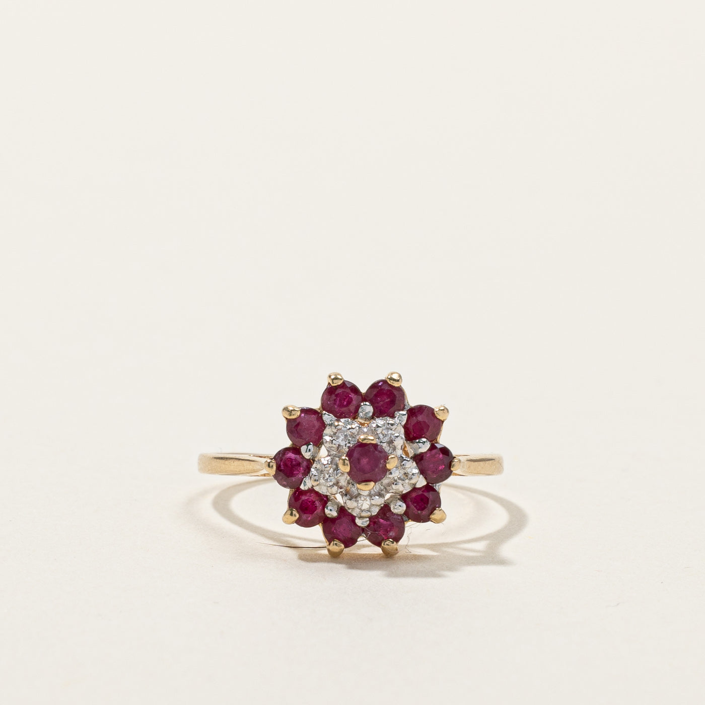 Cluster Ruby & Diamond Ring | 0.55ctw | 0.03ctw | SZ 5 |