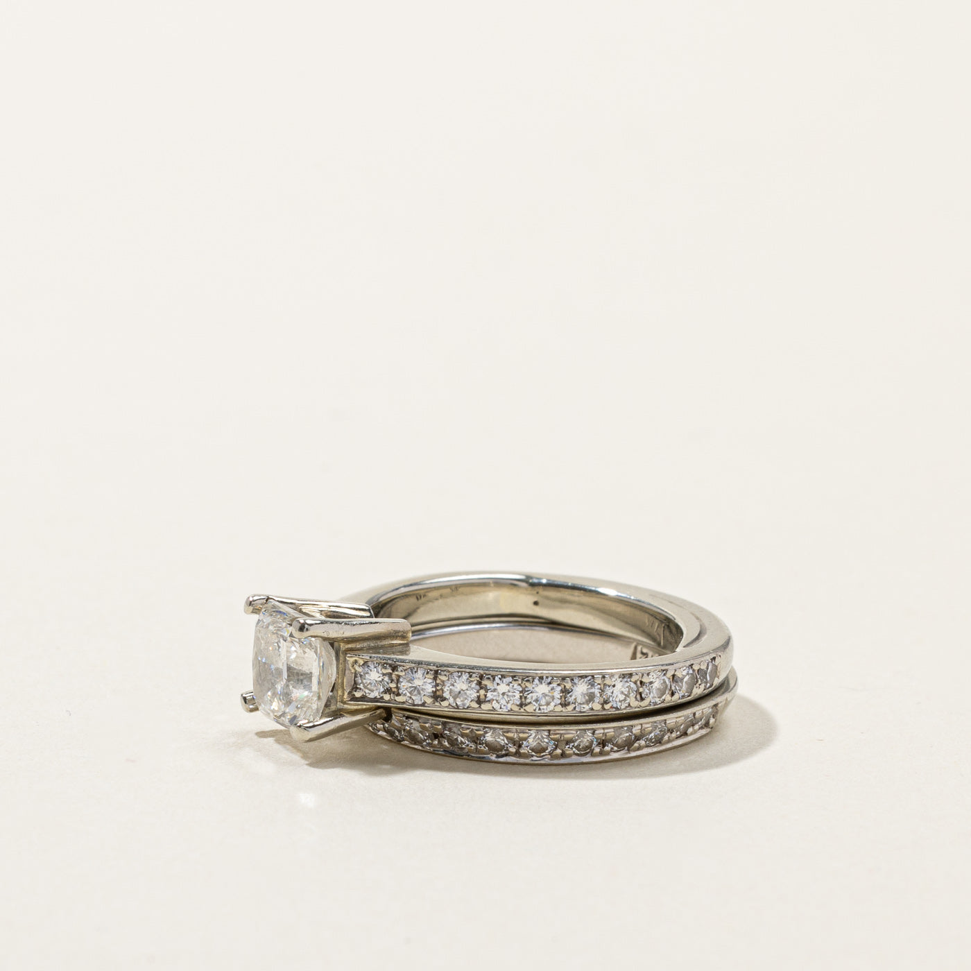 GIA Certified Princess Diamond Engagement Ring Set | 1.02ct SI1 F | 0.77ctw | SZ 4.25 |