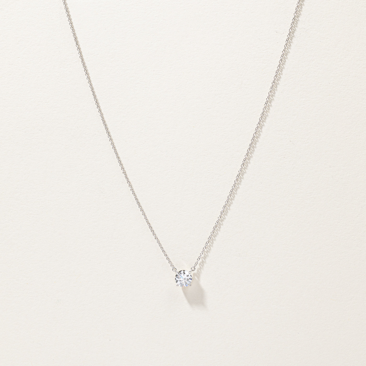 'Tiffany & Co.' Solitaire Diamond Pendant Necklace | 0.96ct VS2 J | 16"|