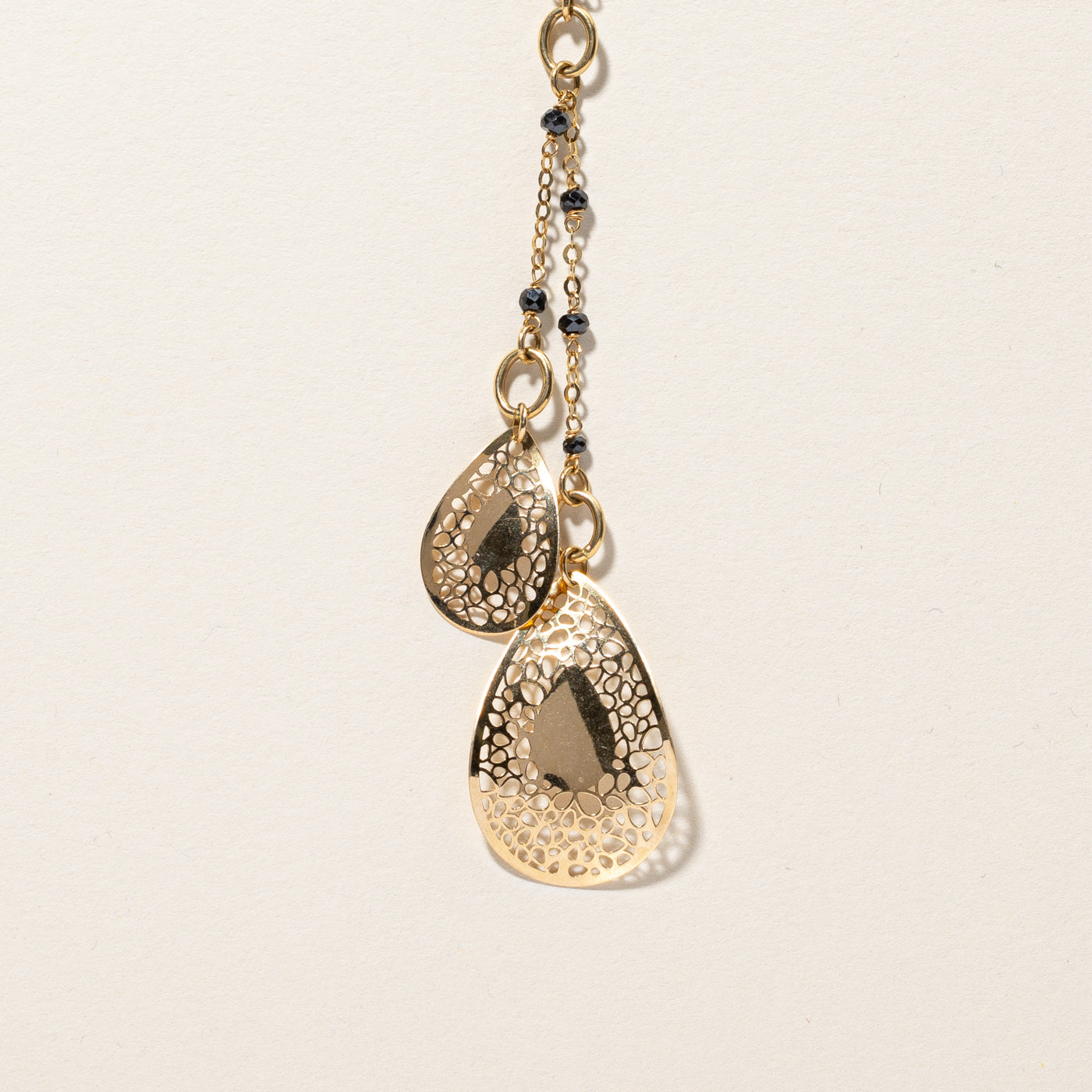 Textured Onyx Bead Gold Necklace | 1.00ctw | 18"|