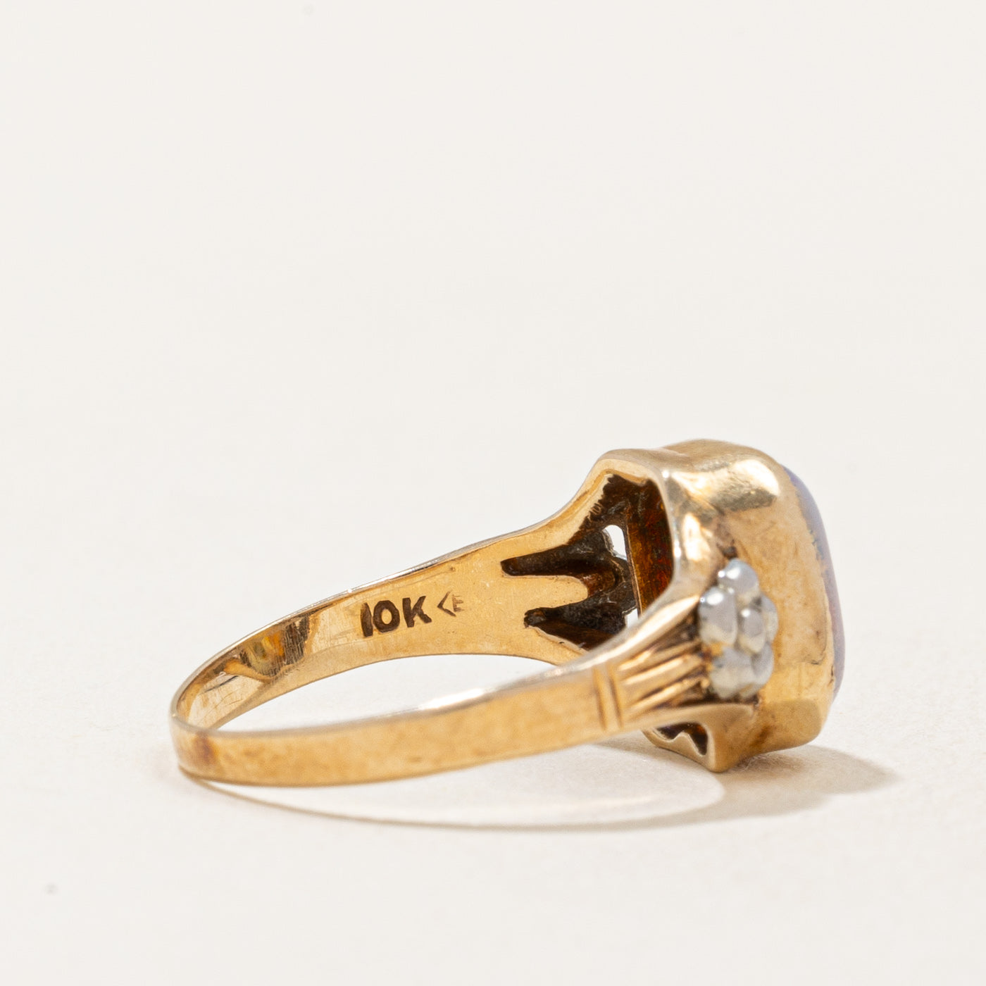 Bague décorative vintage canadienne en résine à paillettes dorées | Taille 3,5 |