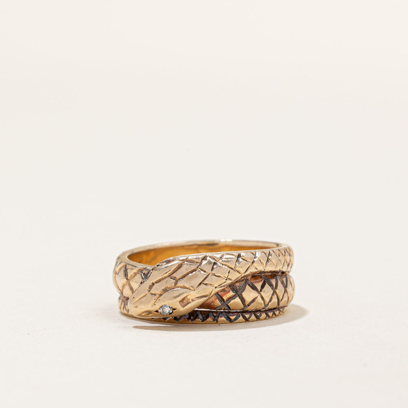 Bague serpent antique en diamants | 0,03 ct | Taille 8 |