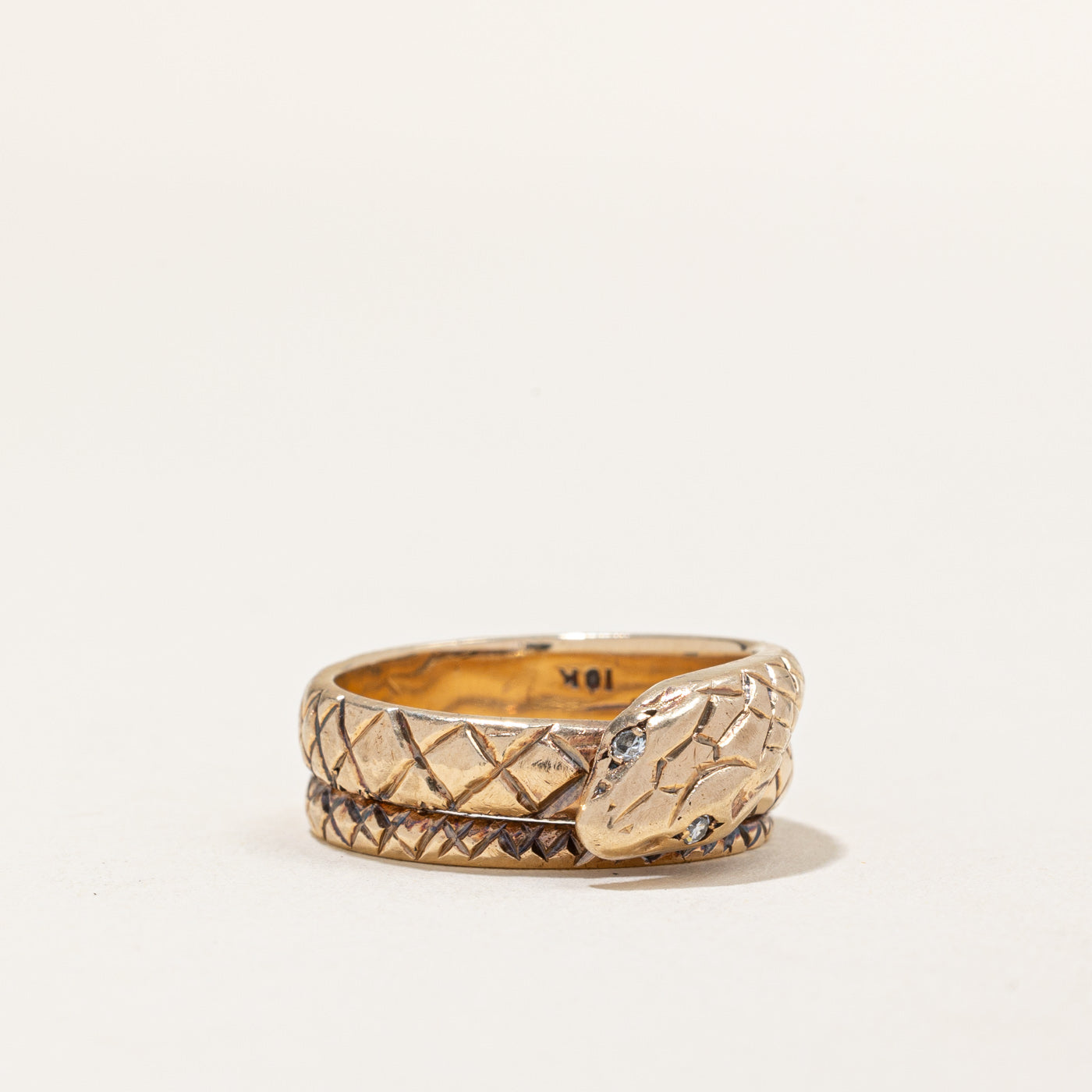 Bague serpent antique en diamants | 0,03 ct | Taille 8 |