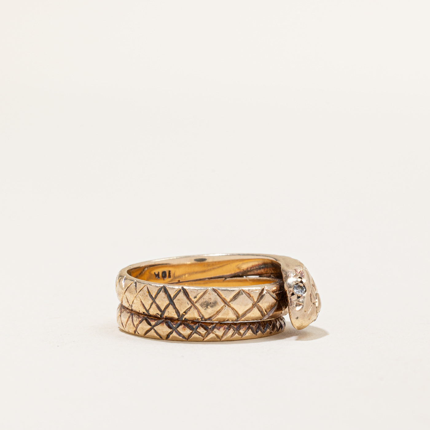 Bague serpent antique en diamants | 0,03 ct | Taille 8 |