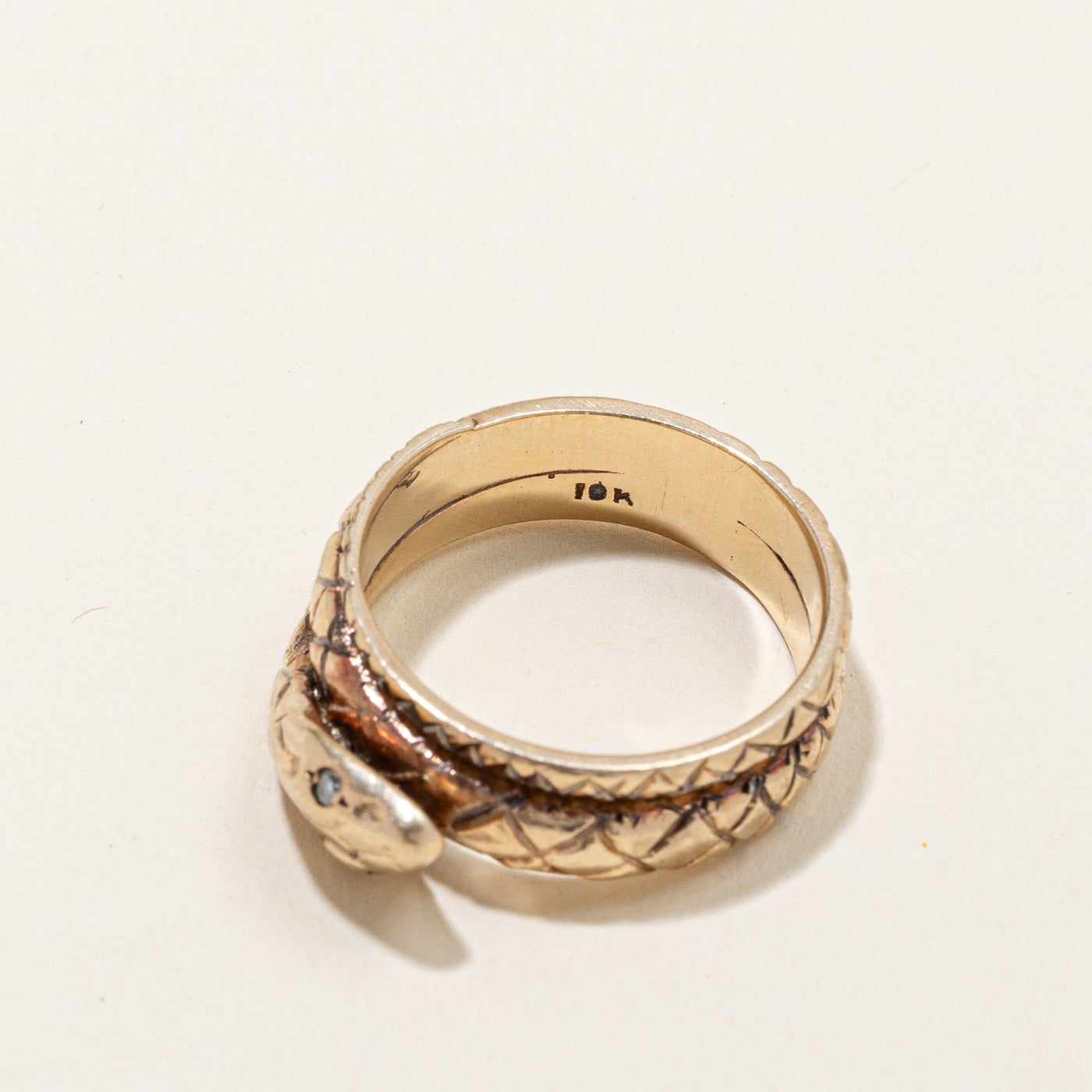 Bague serpent antique en diamants | 0,03 ct | Taille 8 |