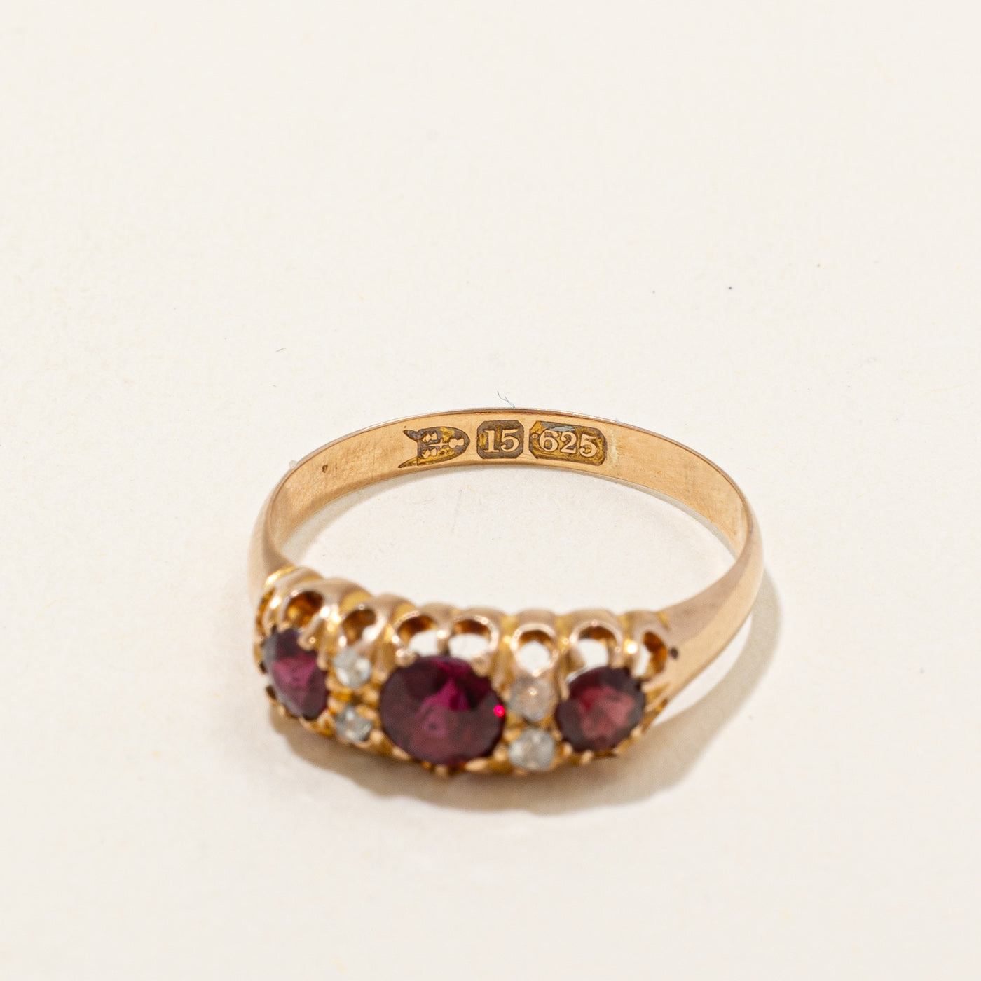 Chester Hallmarked Garnet & Diamond Ring | 0.70ctw, 0.08ctw | SZ 7 |