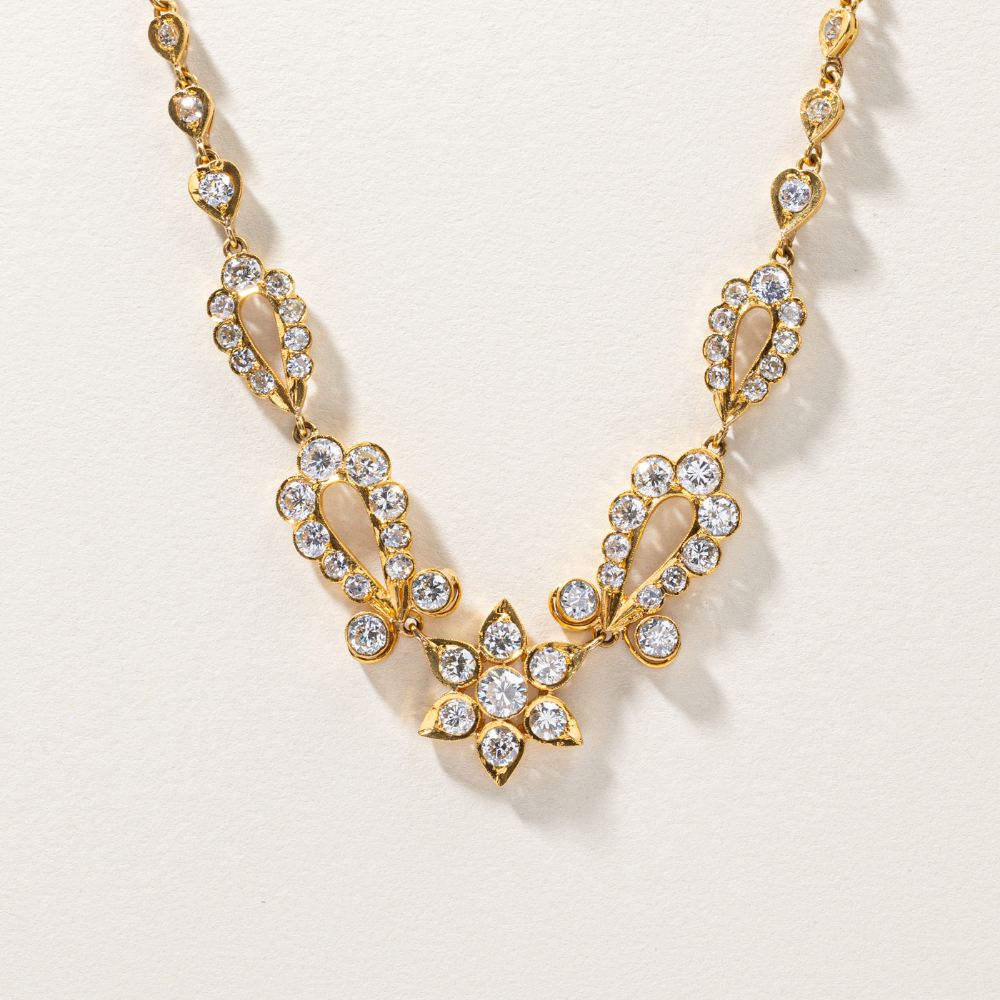 Floral Design Diamond Necklace | 9.11ctw | 17"|