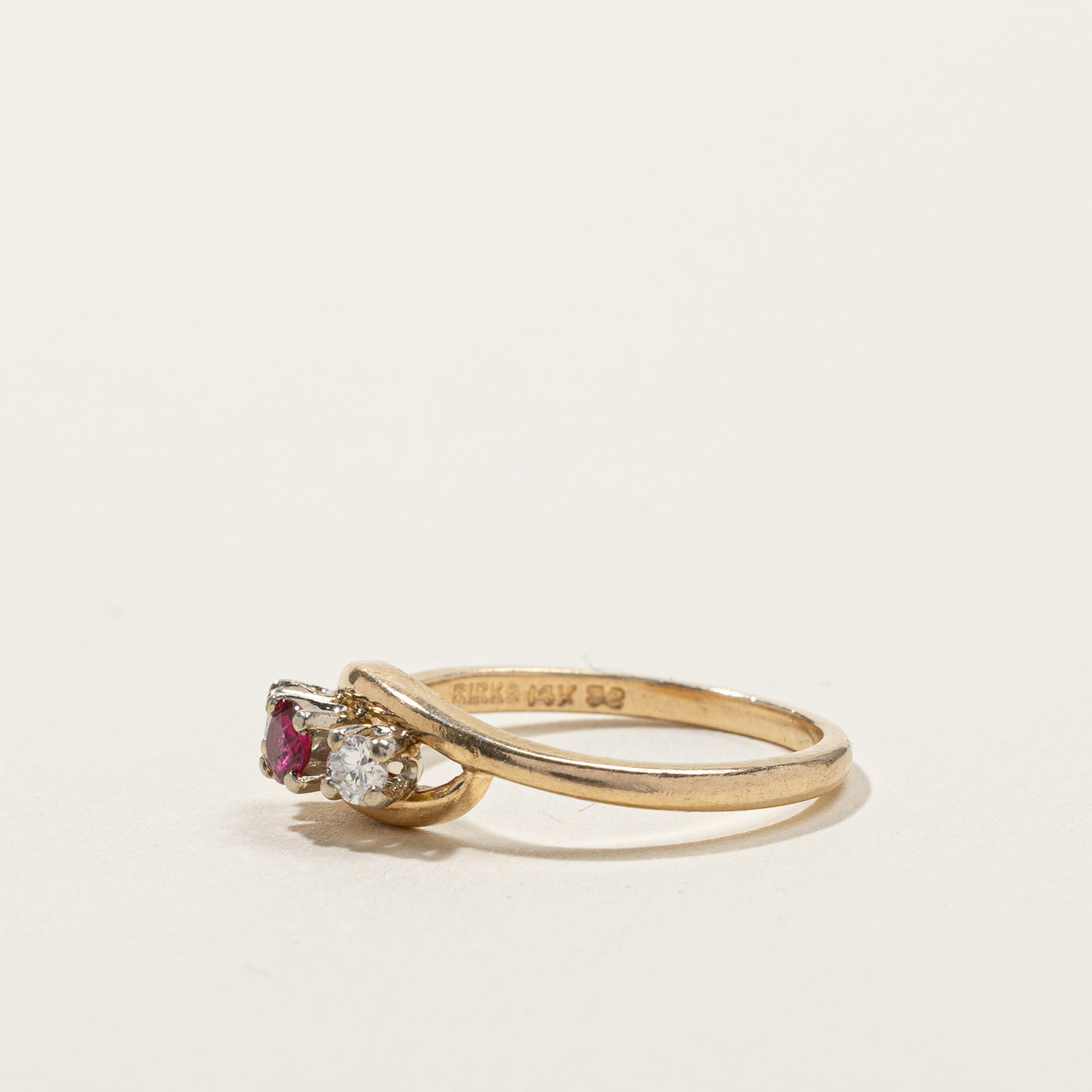 Birks' Three Stone Ruby & Diamond Ring | 0.10ct | 0.10ctw | SZ 6.75 |