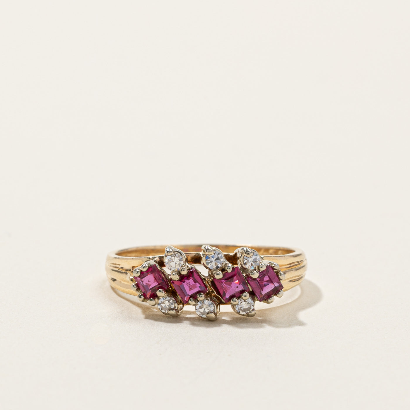 Cluster Ruby & Diamond Ring | 0.40ctw | 0.12ctw | SZ 7.5 |