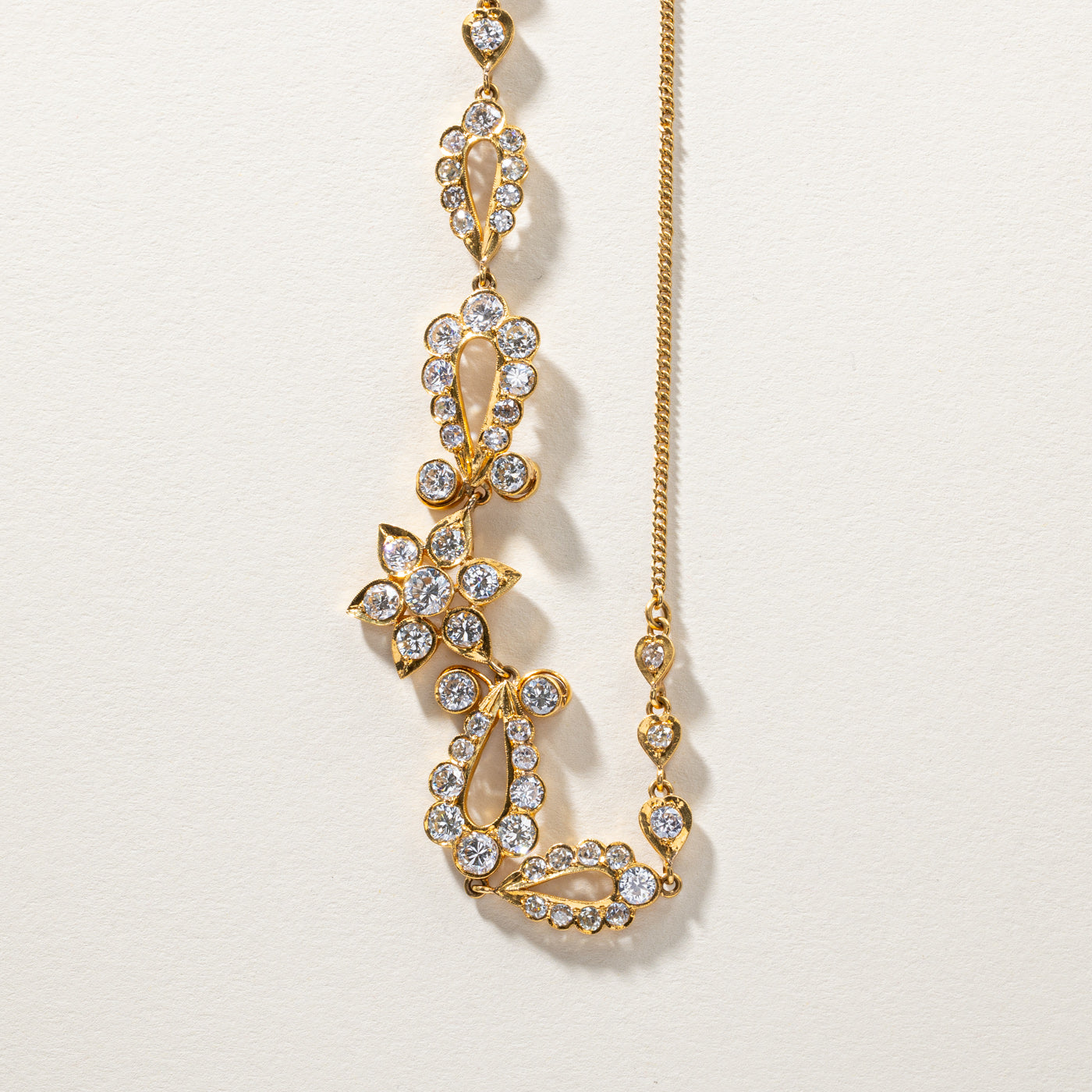 Floral Design Diamond Necklace | 9.11ctw | 17"|