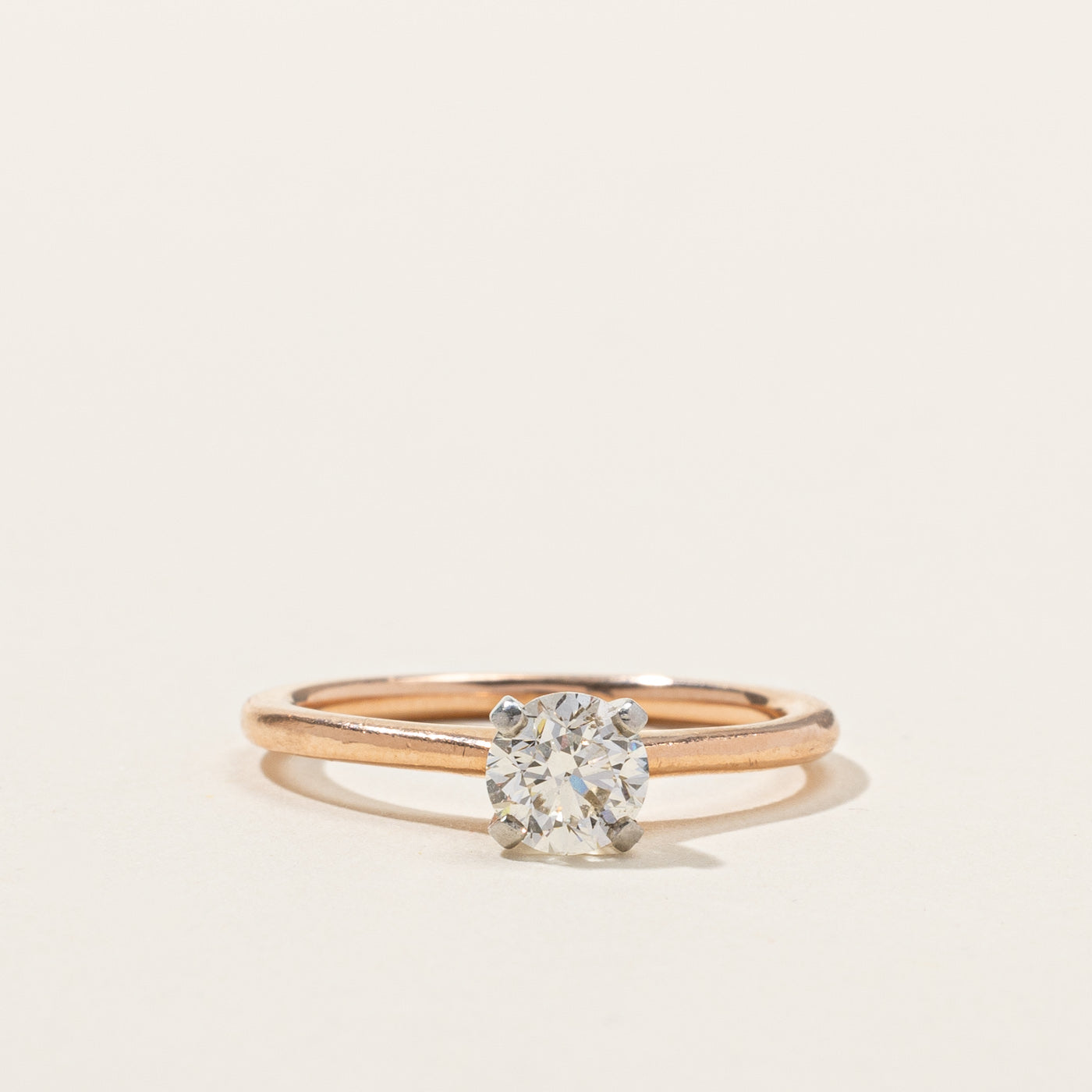 Bague de fiançailles solitaire en or rose et diamant | 0,75 ct SI2 J | Taille 7,25 |