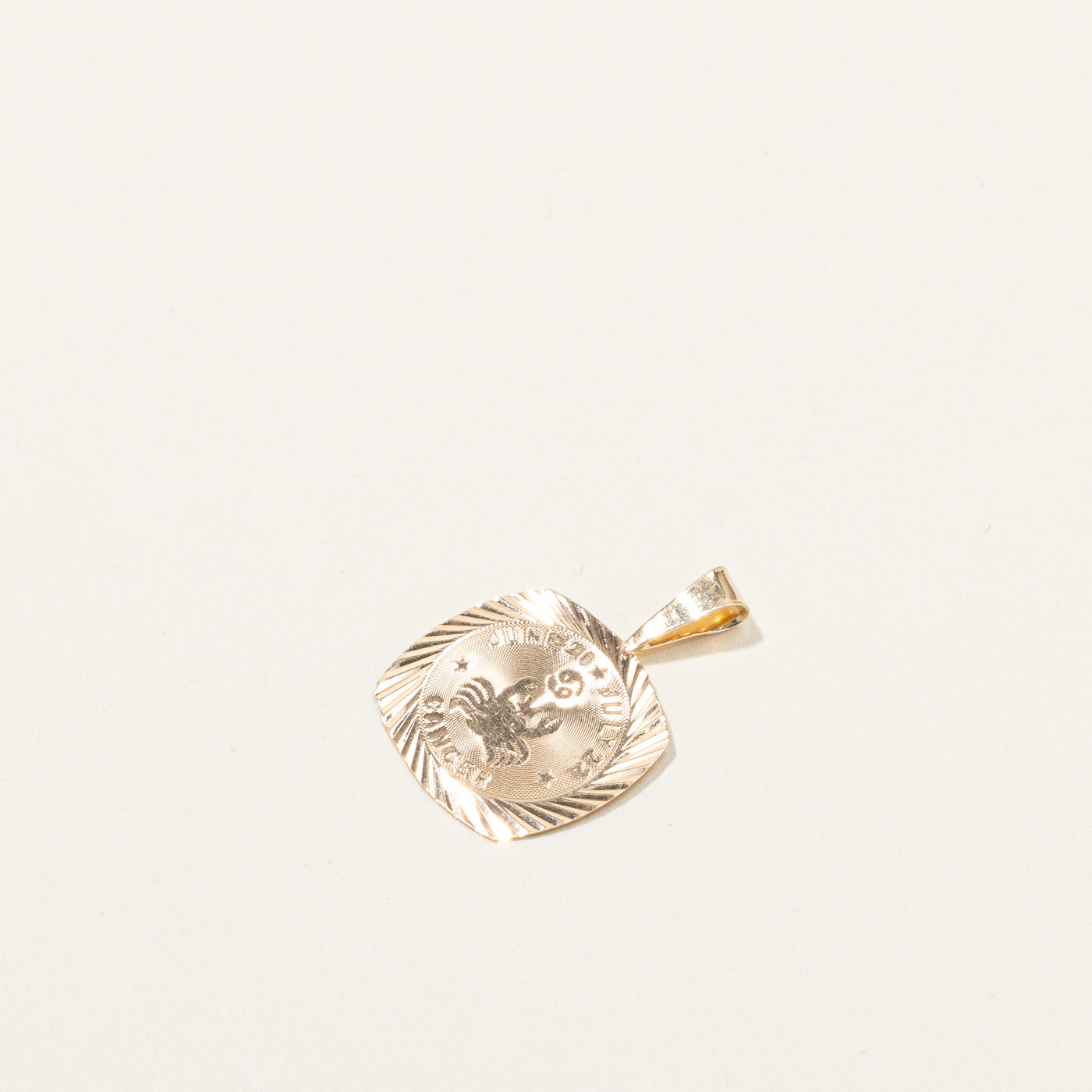 Gold Cancer Zodiac Sign Pendant
