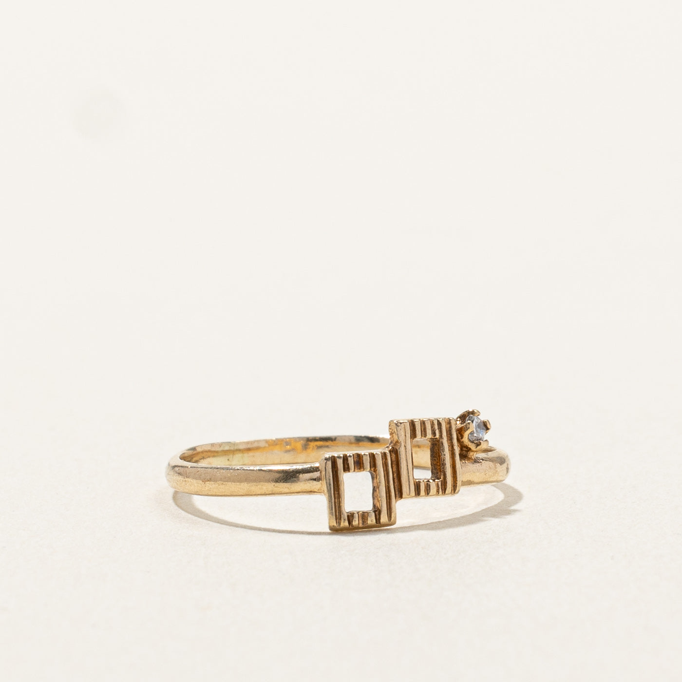 Diamond Textured Geometric Ring | 0.02ct | SZ 4.75 |
