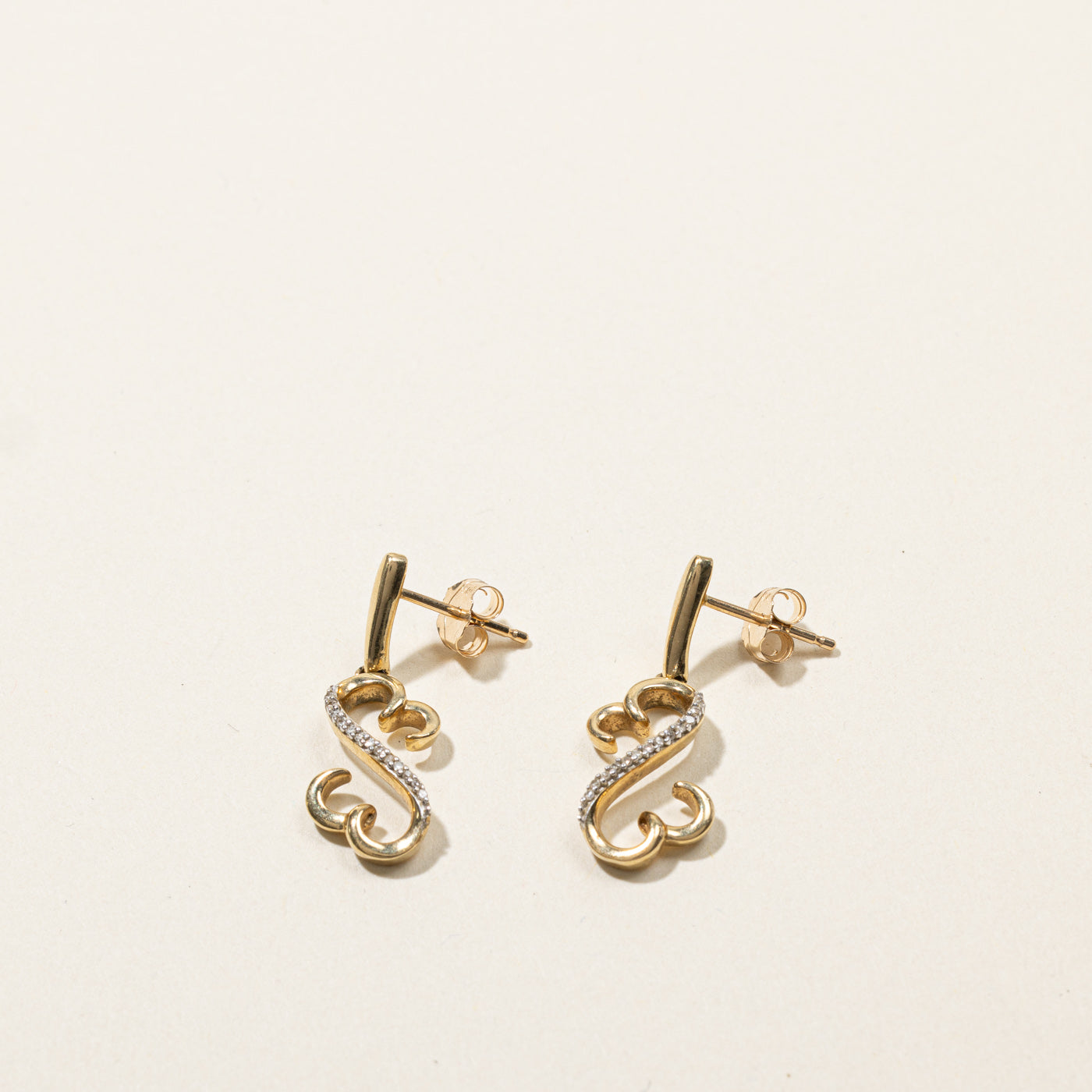 Pave Diamond Double Heart Earrings | 0.04ctw |