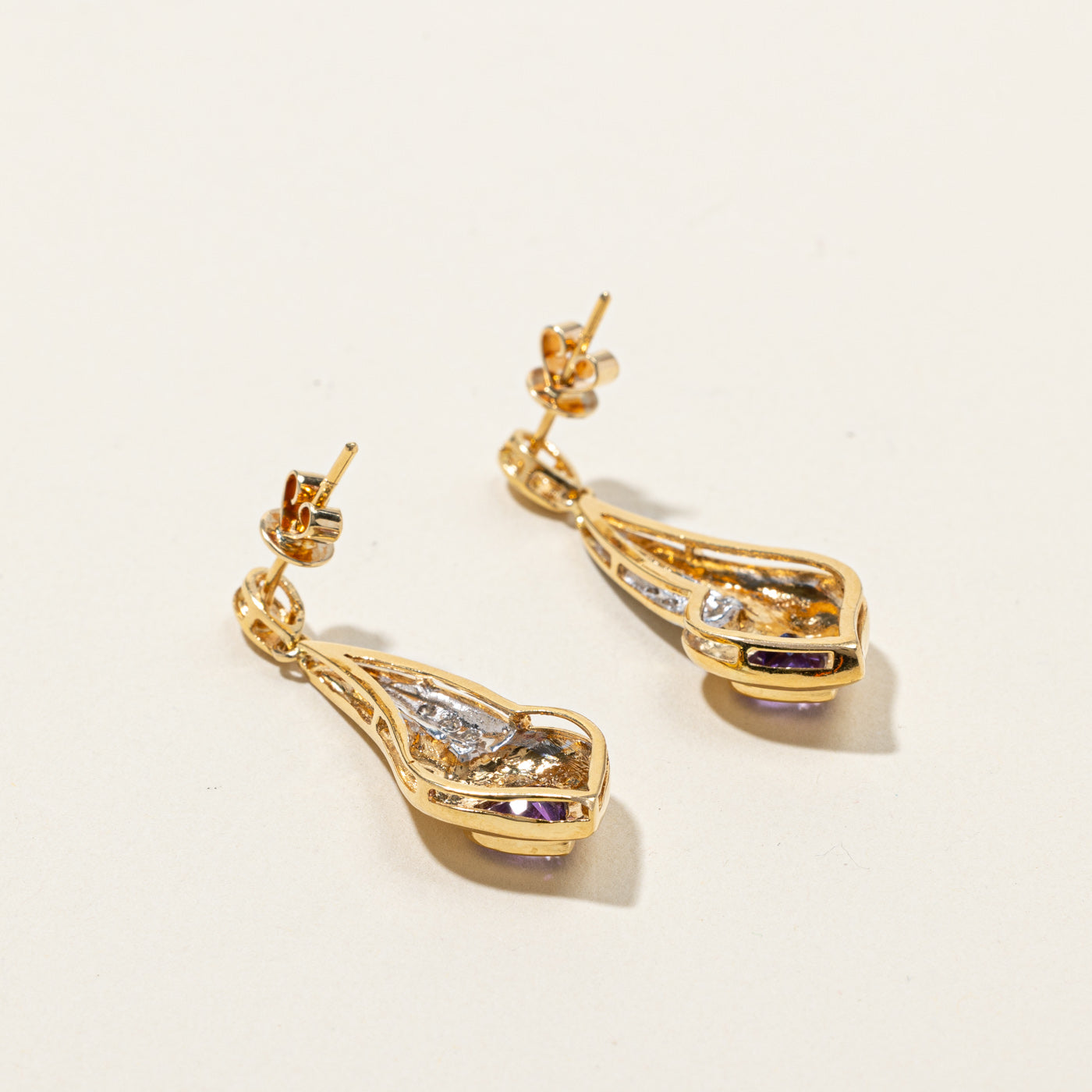 Heart Shape Amethyst & Diamond Earrings | 0.70ctw | 0.06ctw |