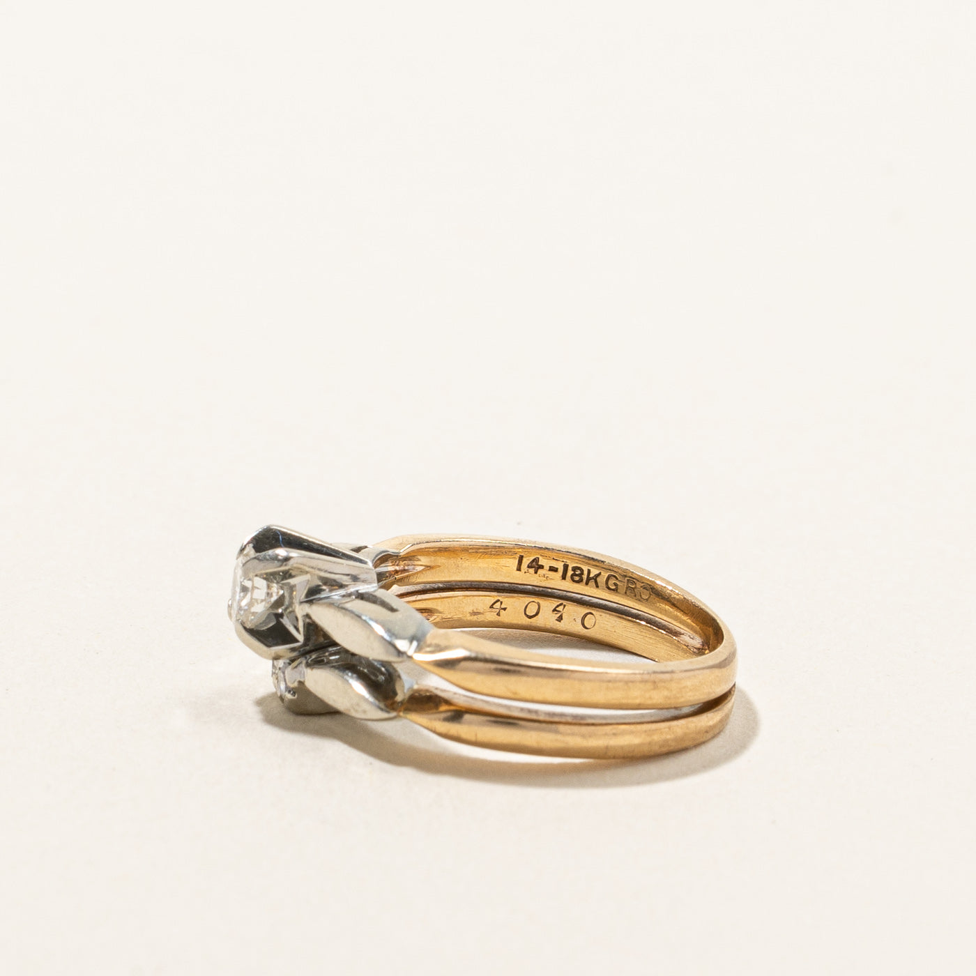 Diamond Soldered Wedding Ring Set | 0.21ctw | SZ 5 |