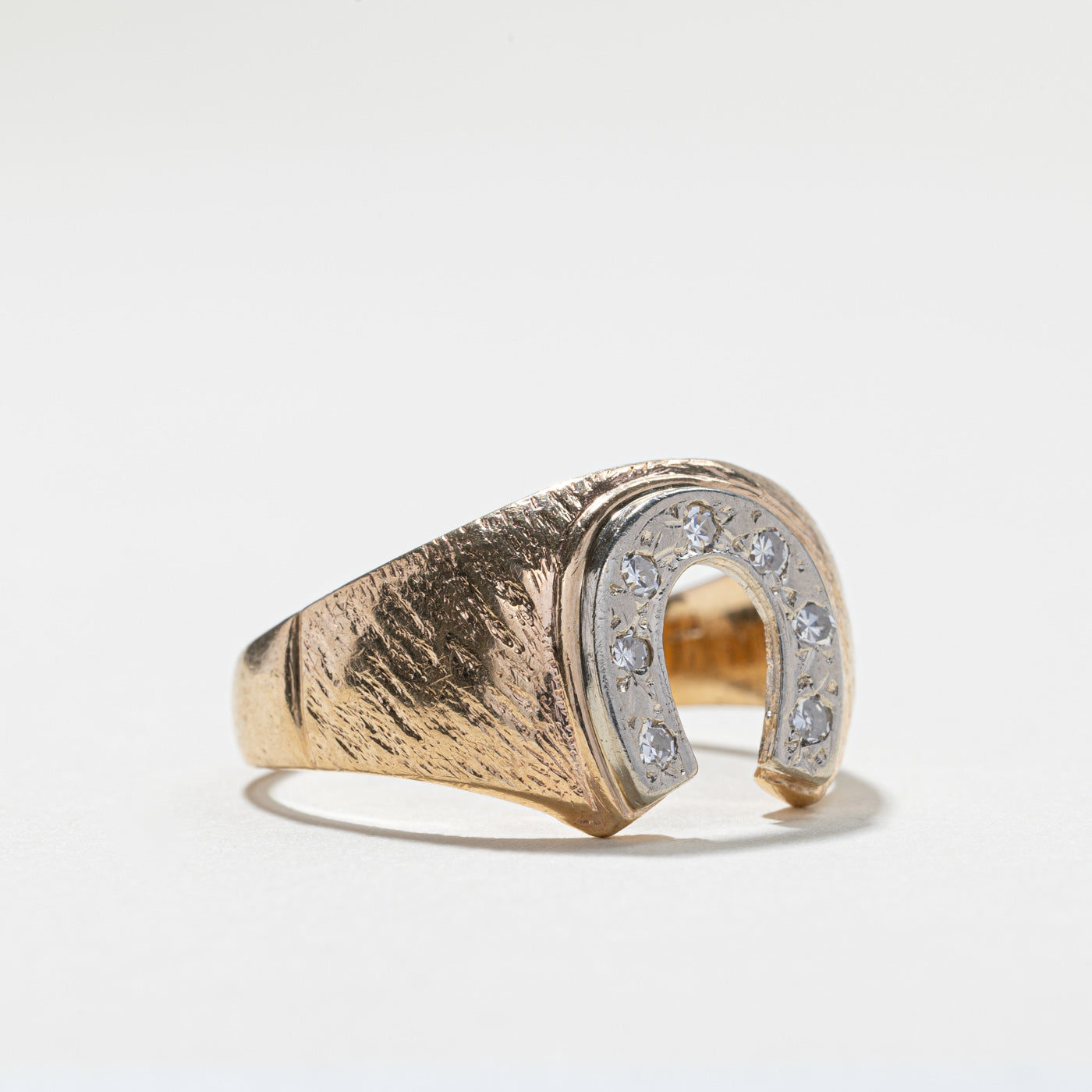 Diamond Horseshoe Gold Ring | 0.11ctw | SZ 9.75 |