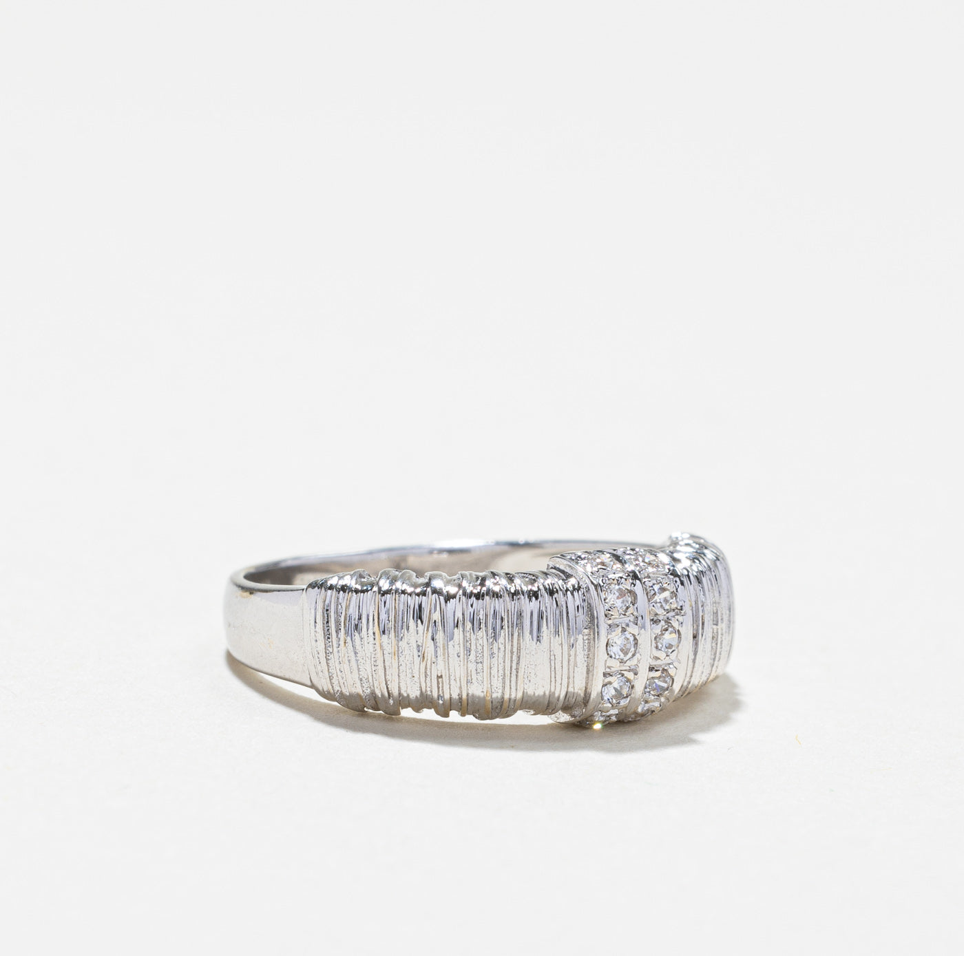 Textured Diamond White Gold Ring | 0.10ctw | SZ 6 |