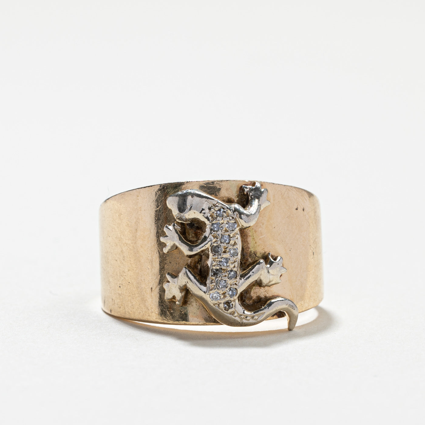 Diamond Lizard Gold Wide Ring | 0.05ctw | SZ 10.25 |