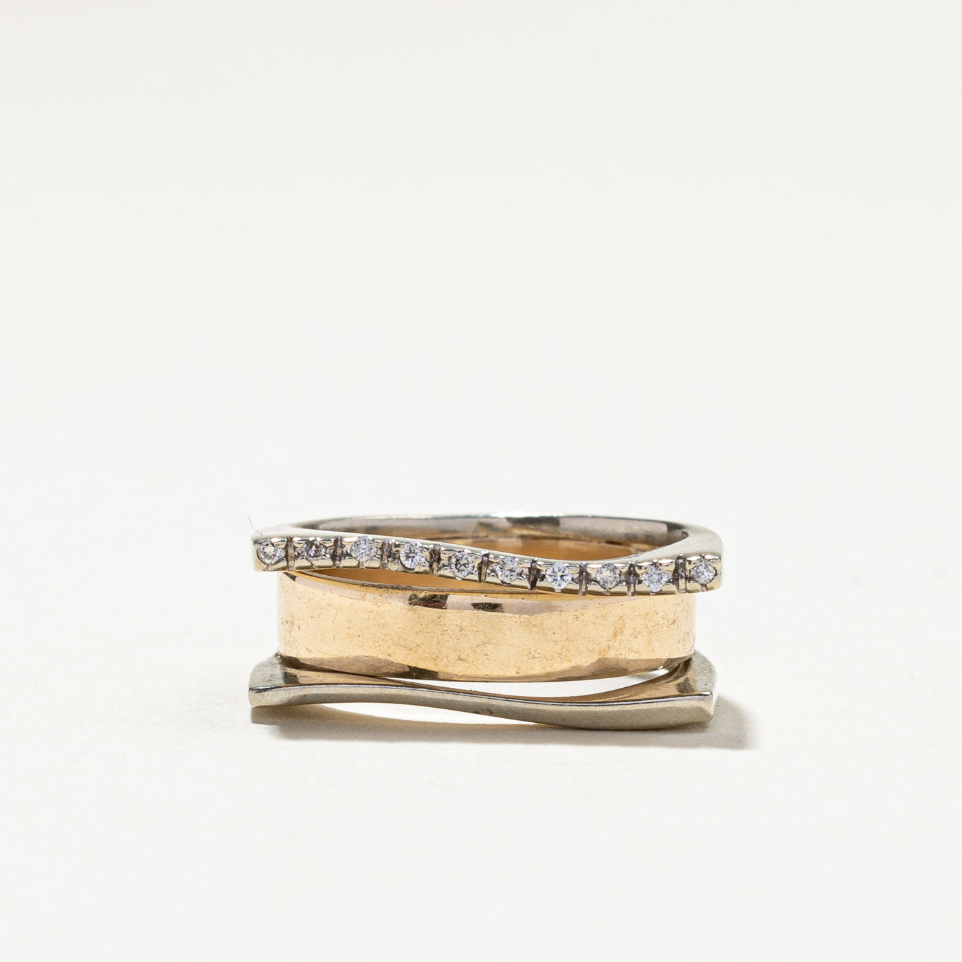 Bague sertie de diamants pavés | 0,08 ct | Taille 5,5 |