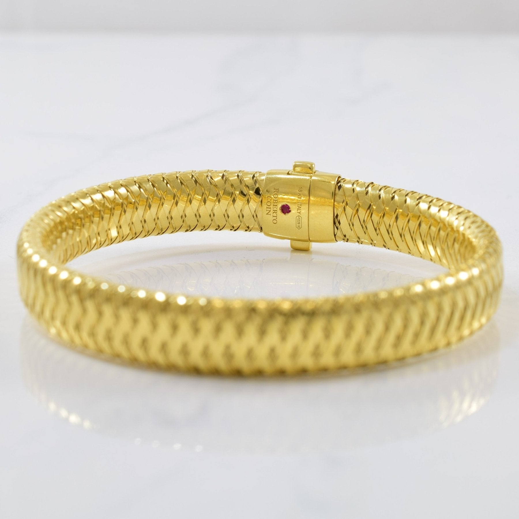 'Roberto Coin' Flexible Bangle With Diamonds | 0.10ctw | 7.5" | - 100 Ways