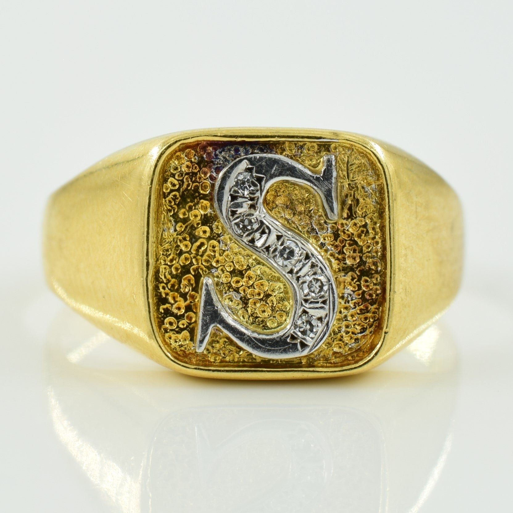 'S' Initial Diamond Ring | 0.03ctw | SZ 3.25 | - 100 Ways