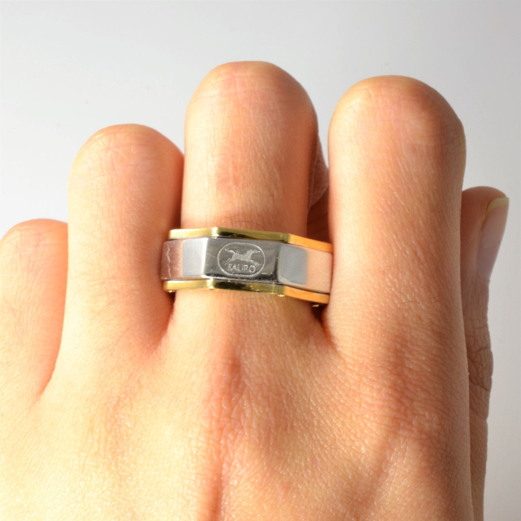 'Sauro' Two Tone Gold Spinner Ring | SZ 10 | - 100 Ways