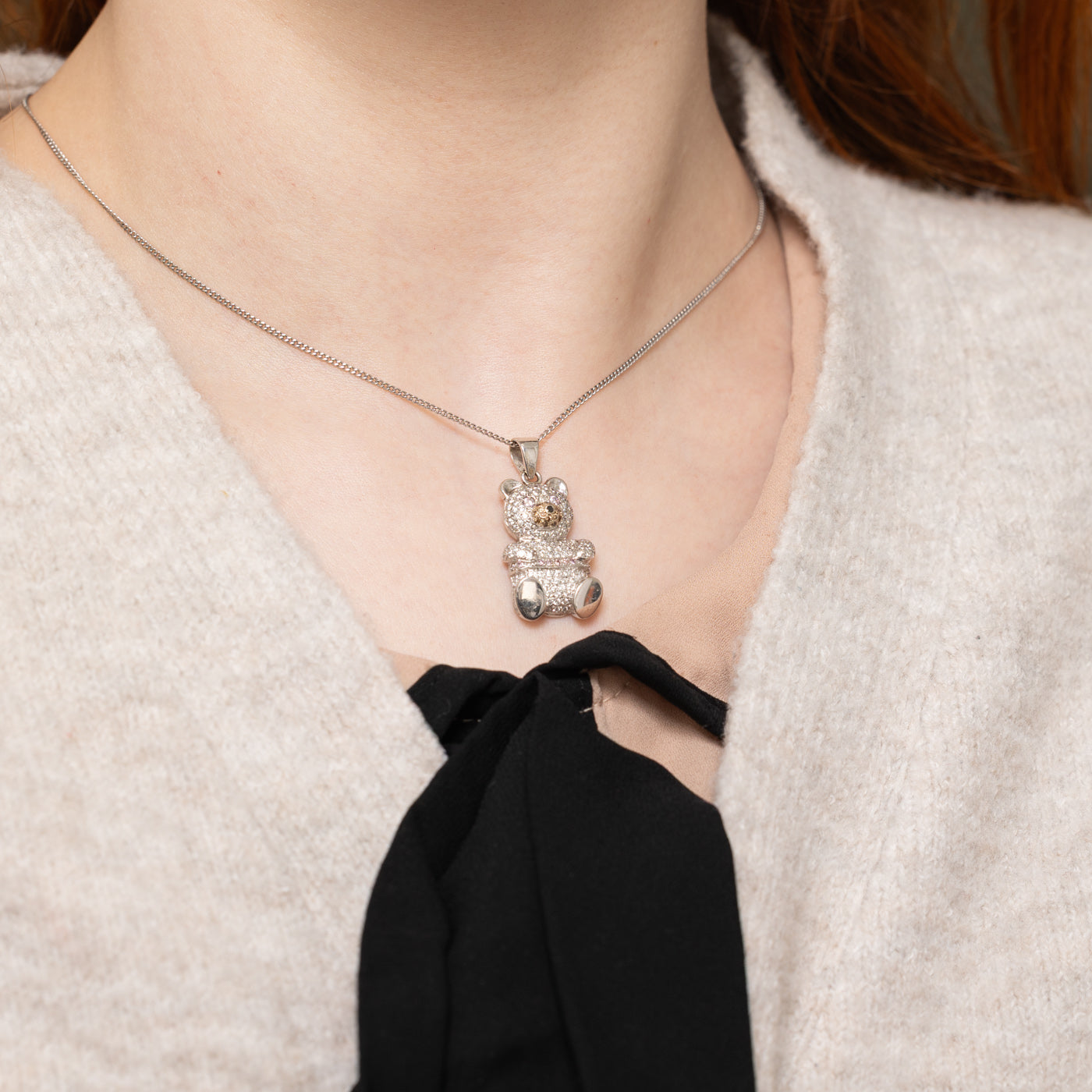 Multi Colour Diamond Teddy Bear Pendant | 0.82ctw