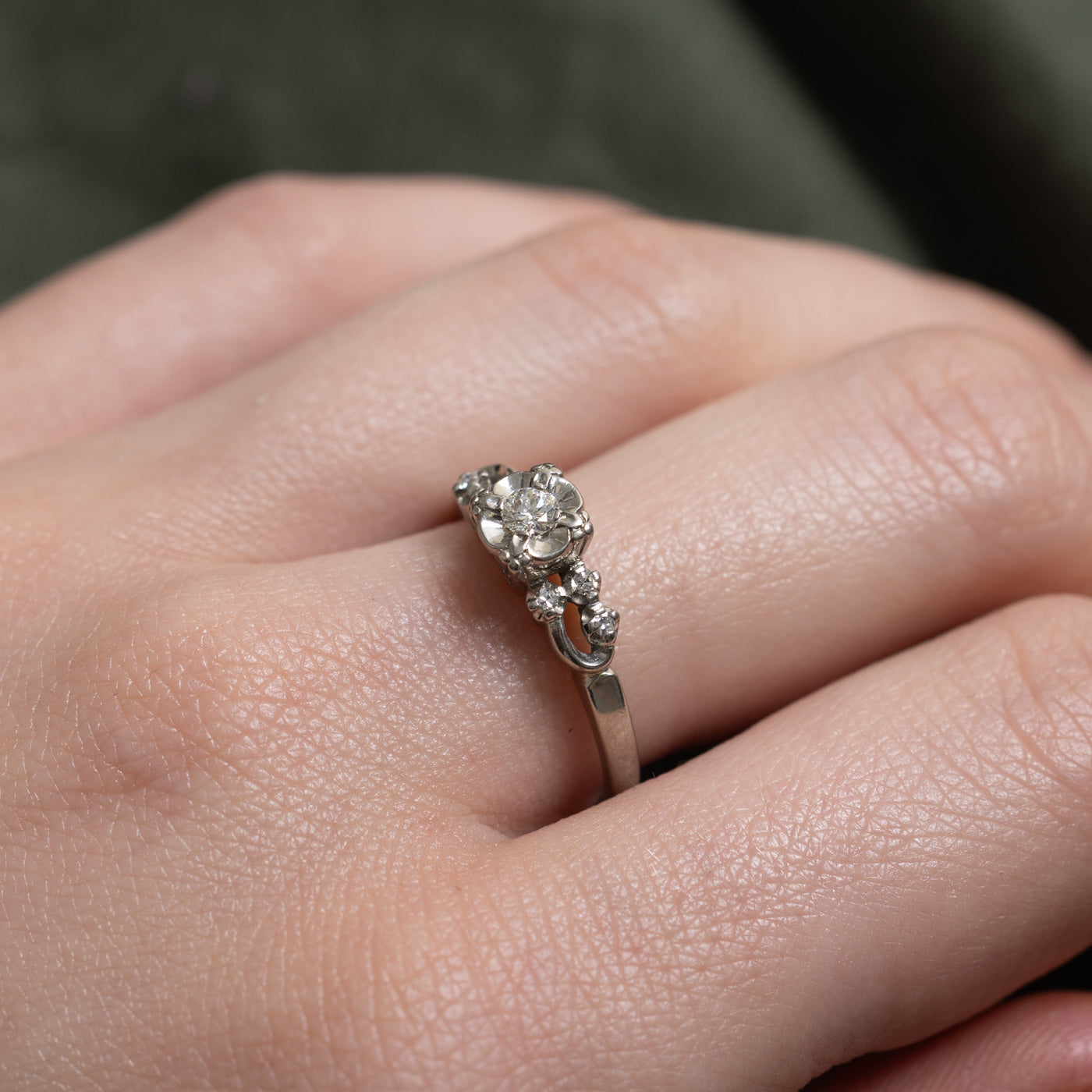 18k Illusion Set Diamond Accented Openwork Ring | 0.13ctw | SZ 7.25