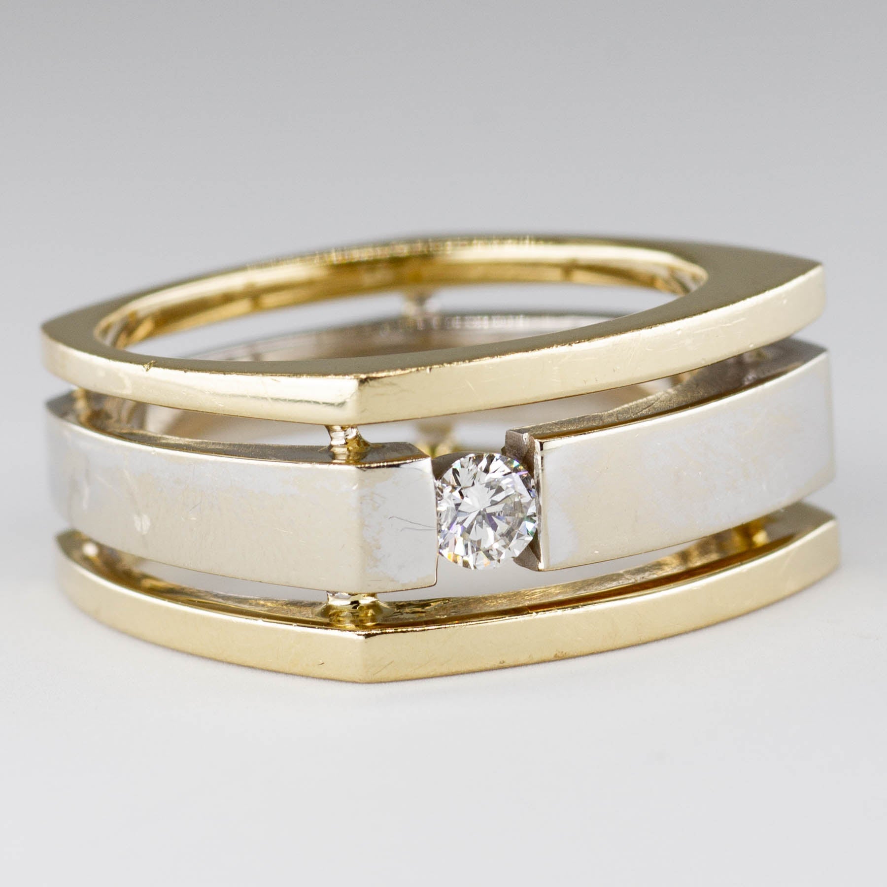 Tension Set Diamond Two Tone Gold Ring | 0.25ct | SZ 11 | - 100 Ways