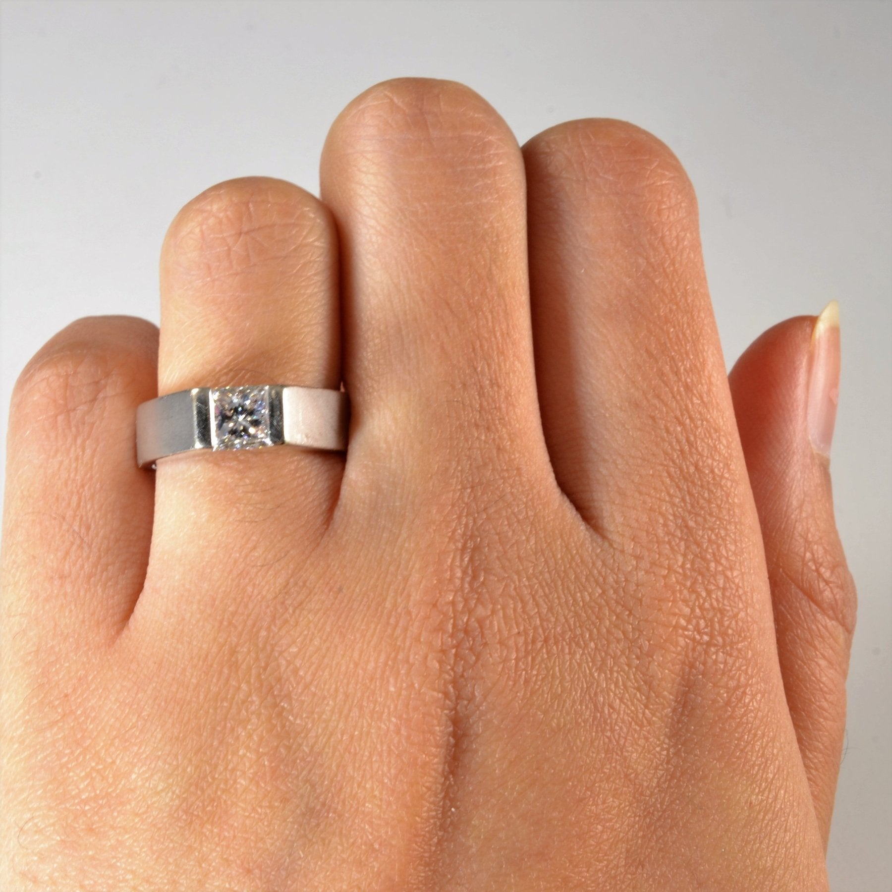 Tension Set Matte Finish Princess Diamond Ring | 1.01ct | SZ 5.75 | - 100 Ways