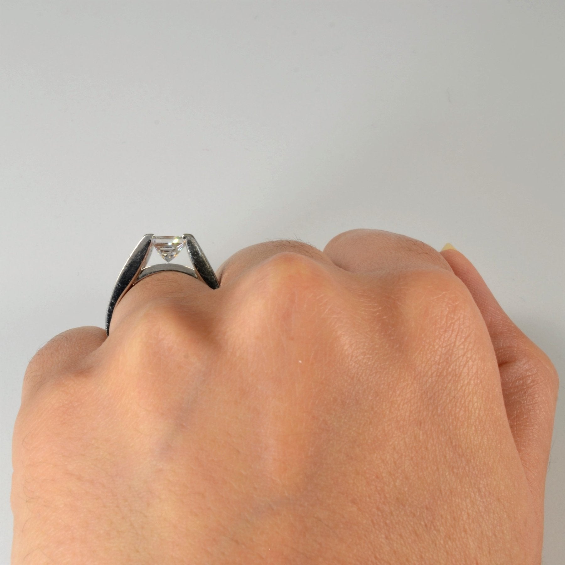 Tension Set Matte Finish Princess Diamond Ring | 1.01ct | SZ 5.75 | - 100 Ways