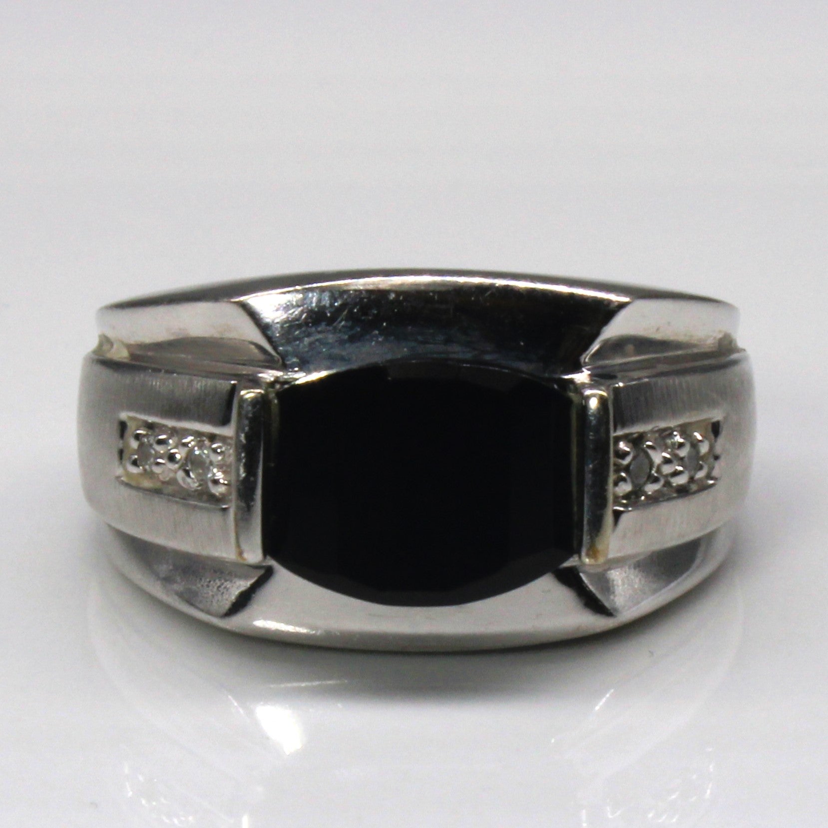 Tension Set Onyx and Diamond Ring | 2.00ct | 0.04ctw | SZ 8.75 | - 100 Ways